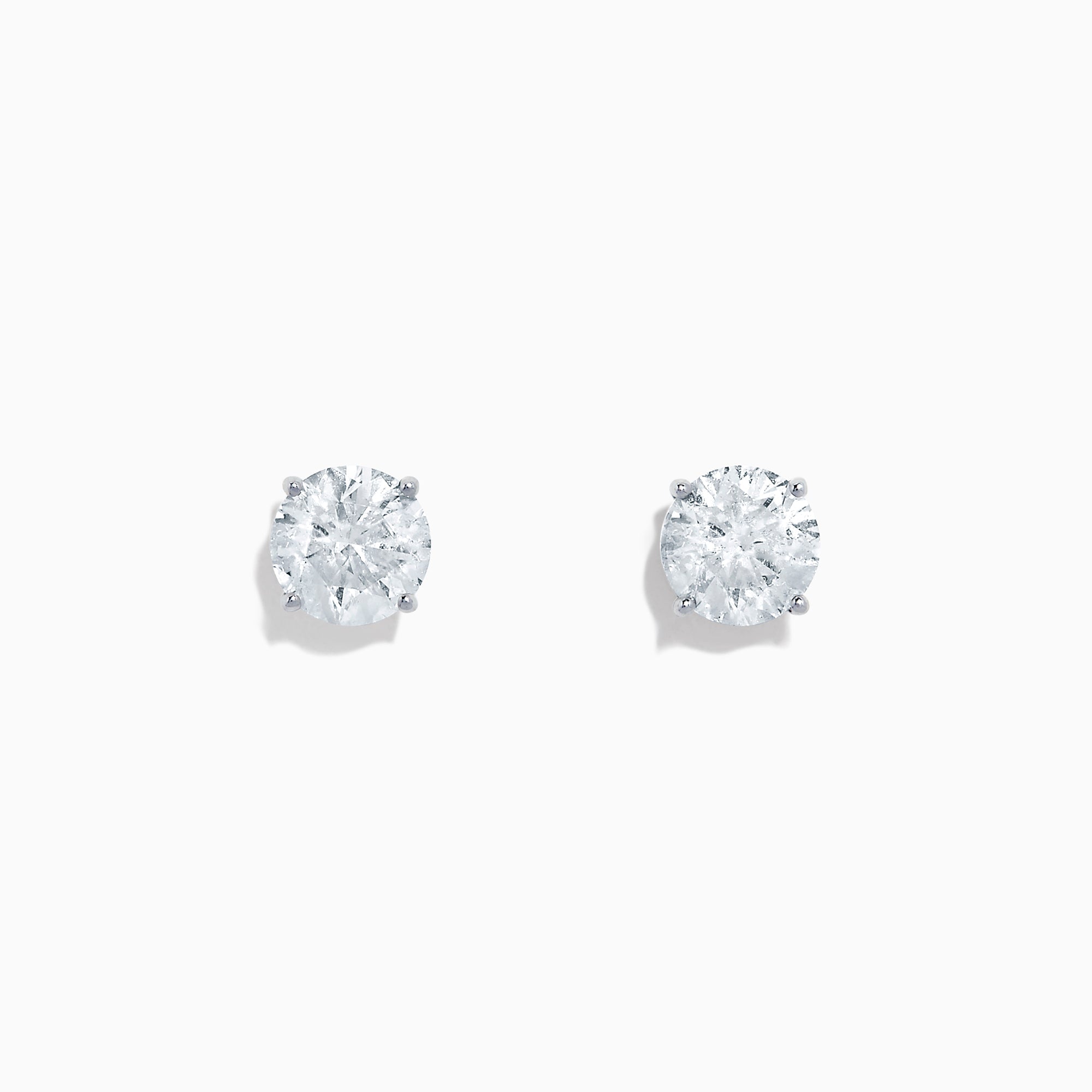 14K White Gold Diamond Stud Earring, 2.00 TCW