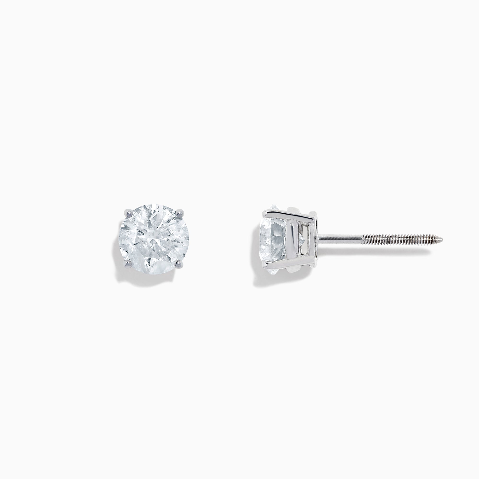 14K White Gold Diamond Stud Earring, 2.00 TCW