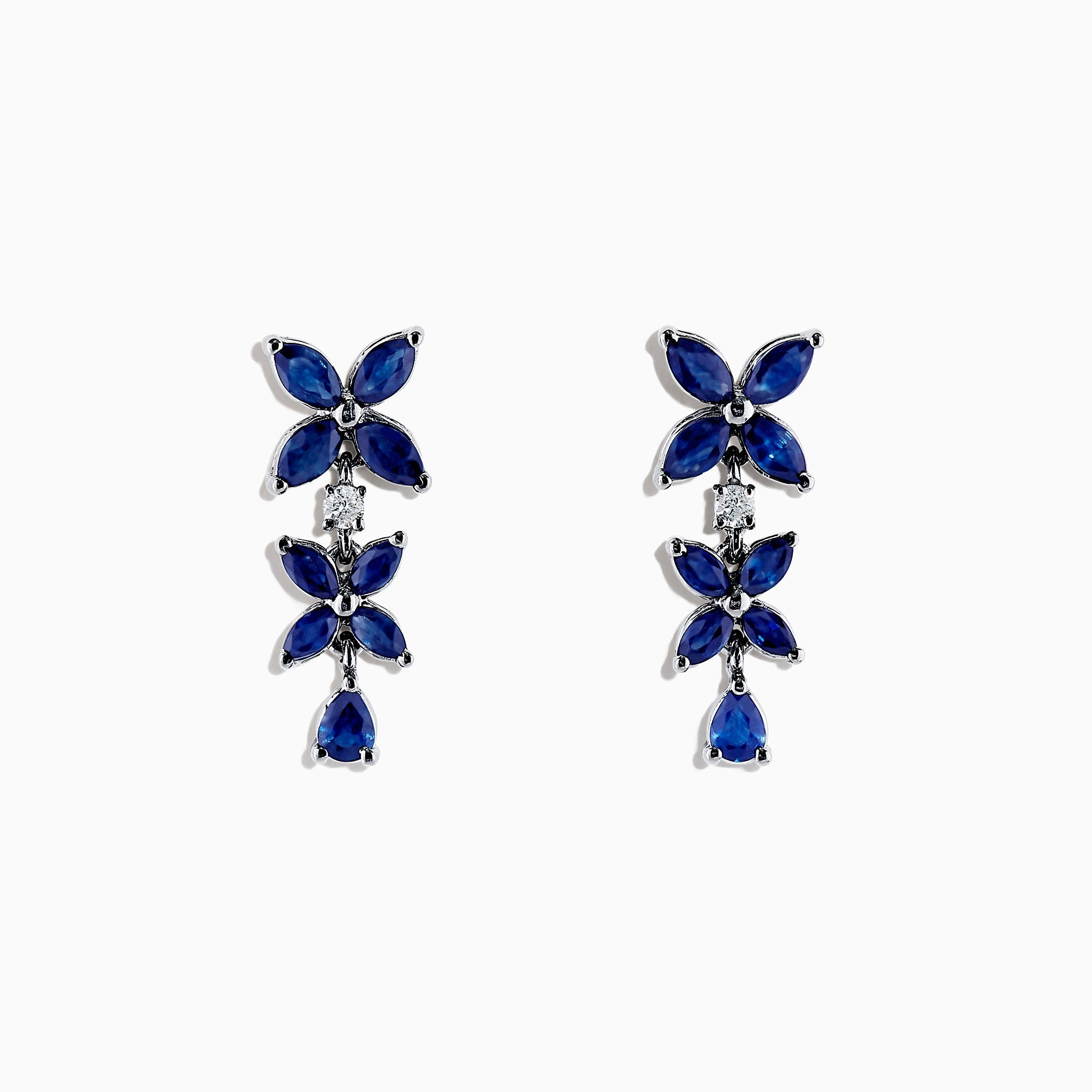 14K White Gold Blue Sapphire and Diamond Earrings, 2.72 TCW