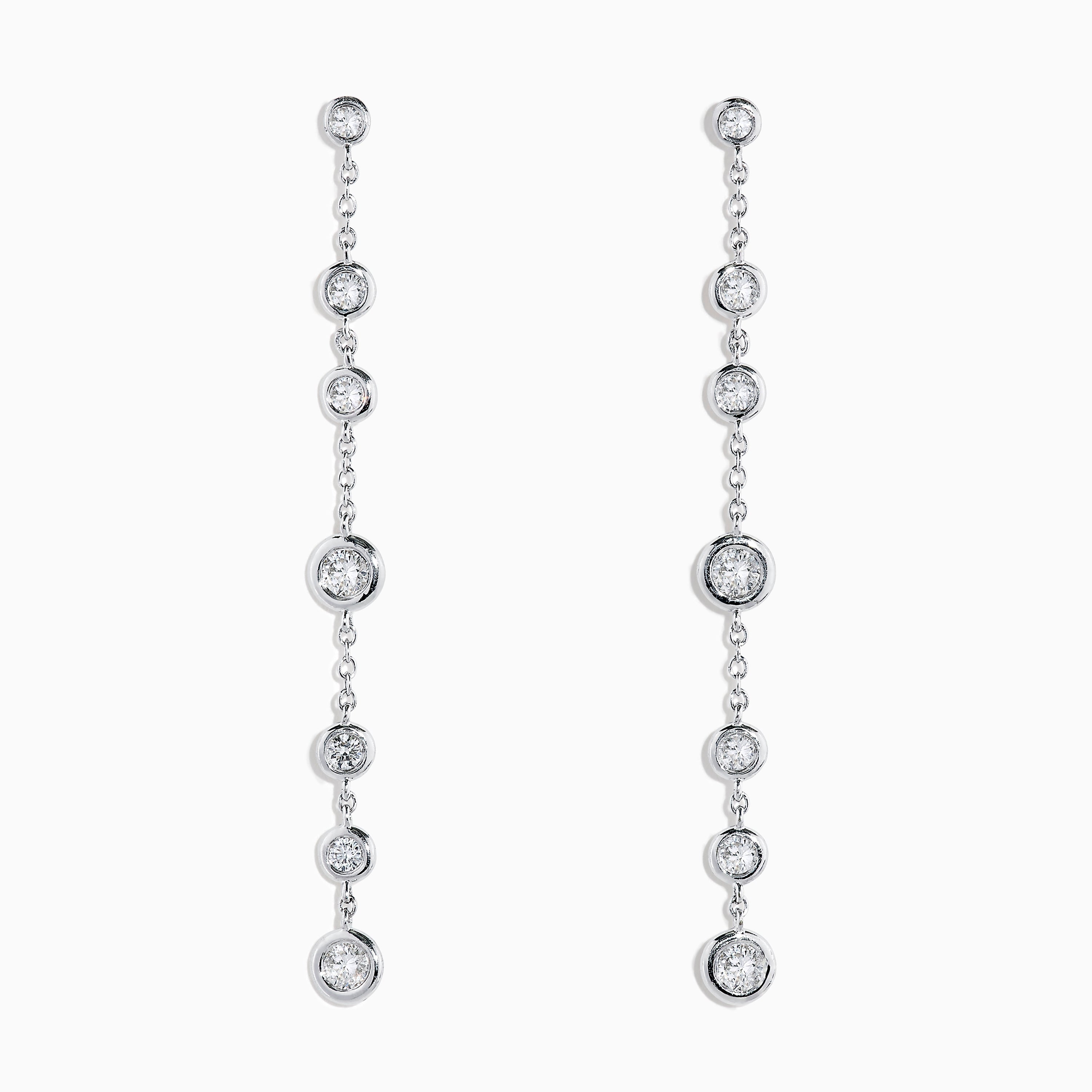 14K White Gold Diamond Stationary Drop Earrings