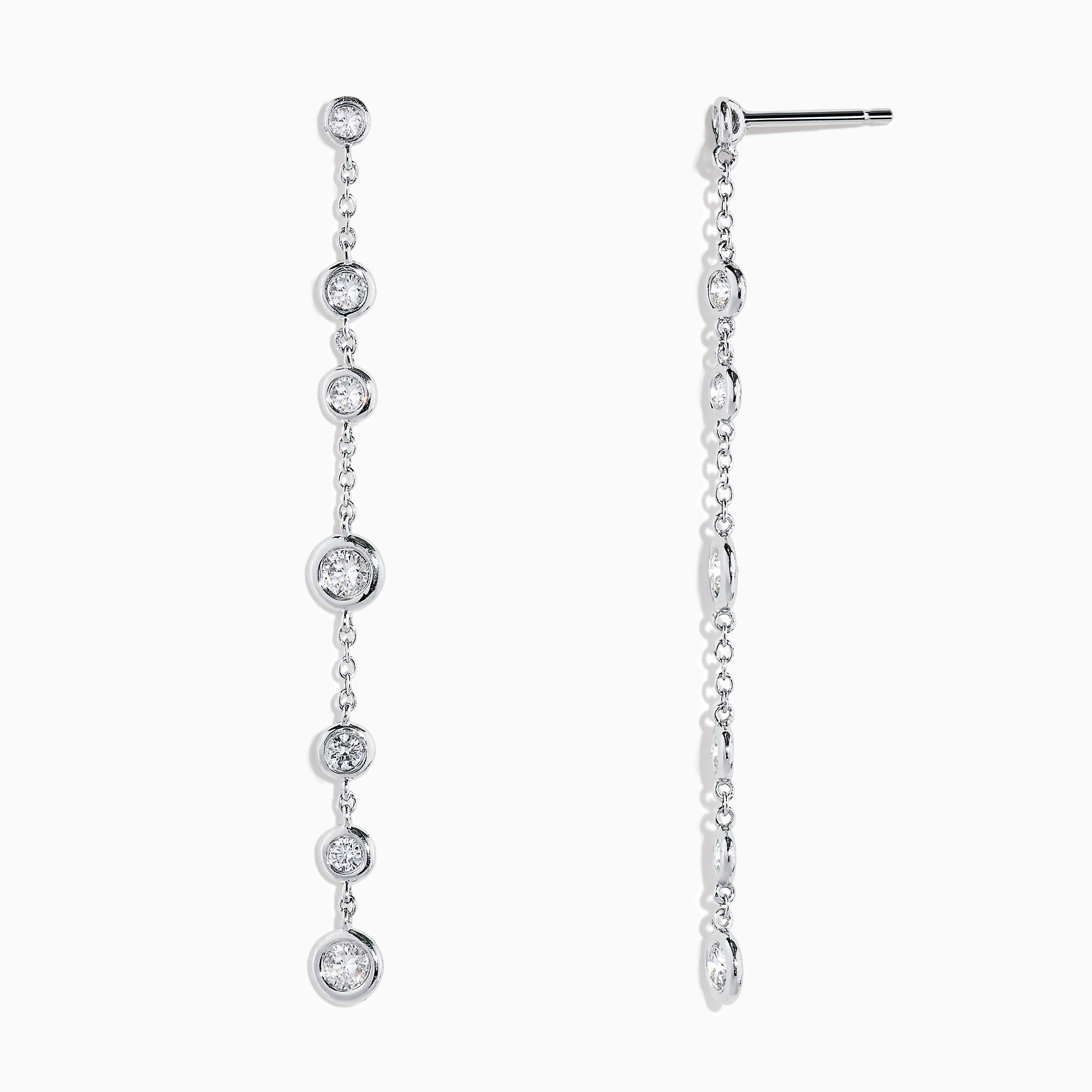 14K White Gold Diamond Stationary Drop Earrings