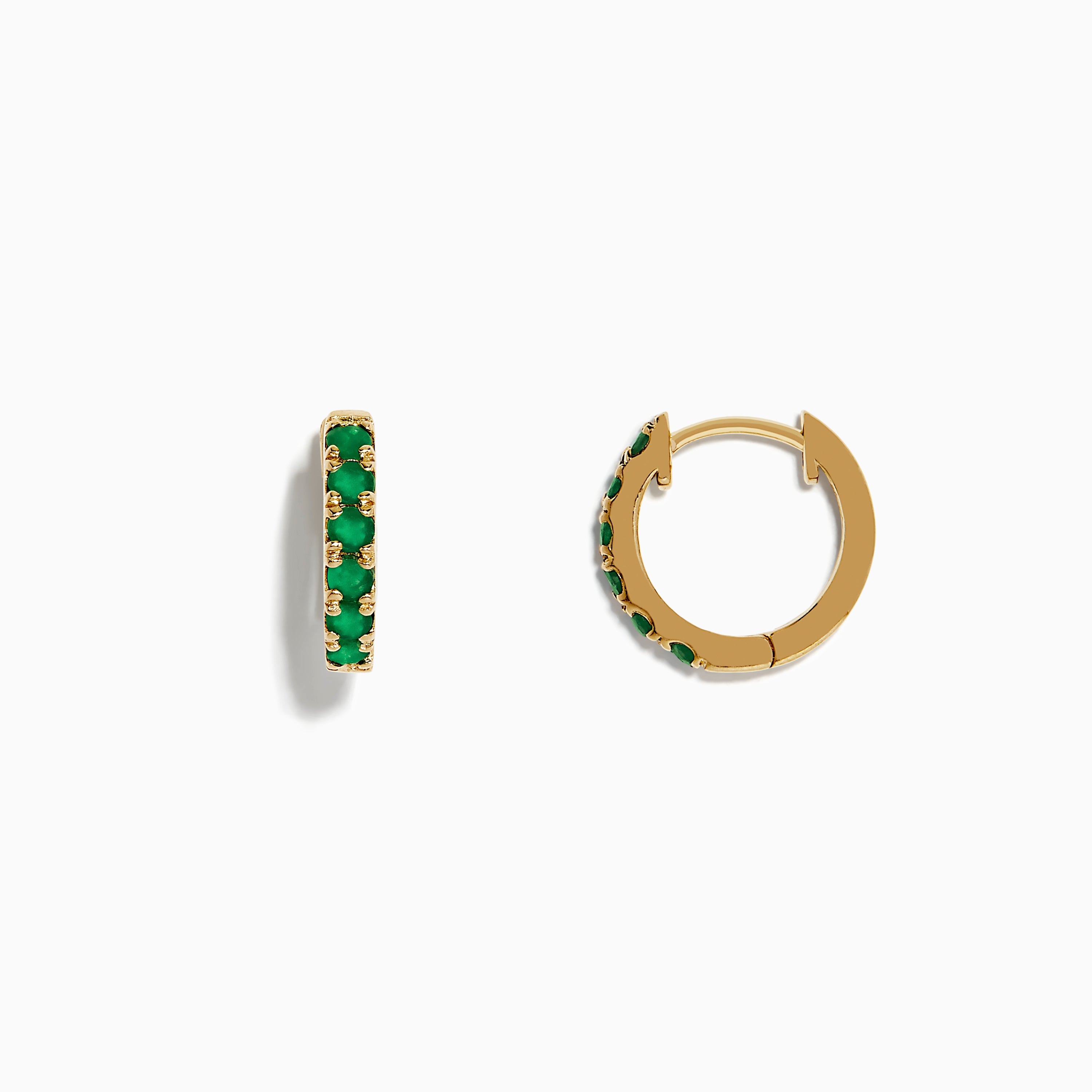 Brasilica 14K Yellow Gold Emerald Huggie Earrings