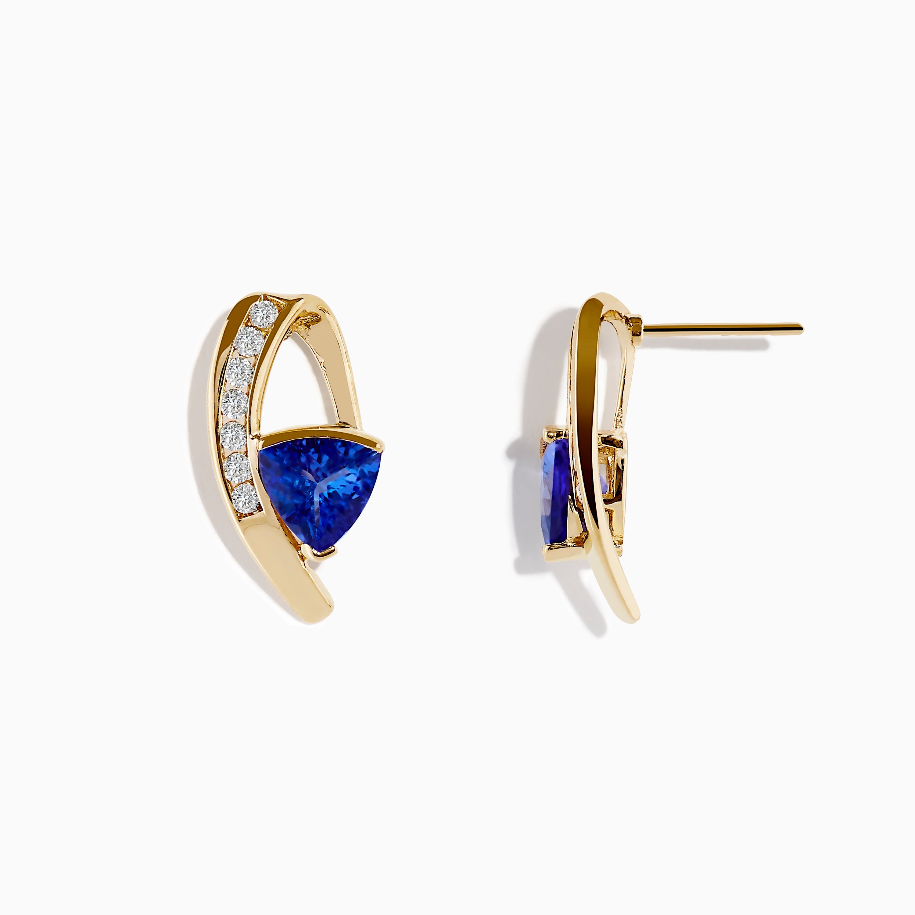 14K Yellow Gold Tanzanite and Diamond Drop Earrings