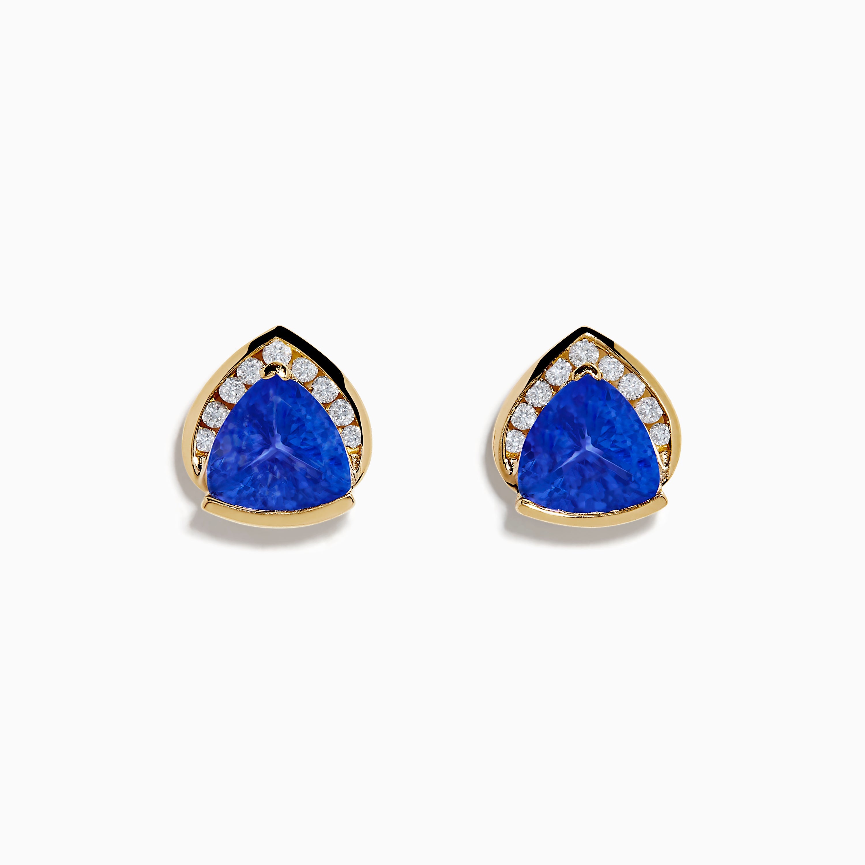 14K Yellow Gold Tanzanite and Diamond Earrings