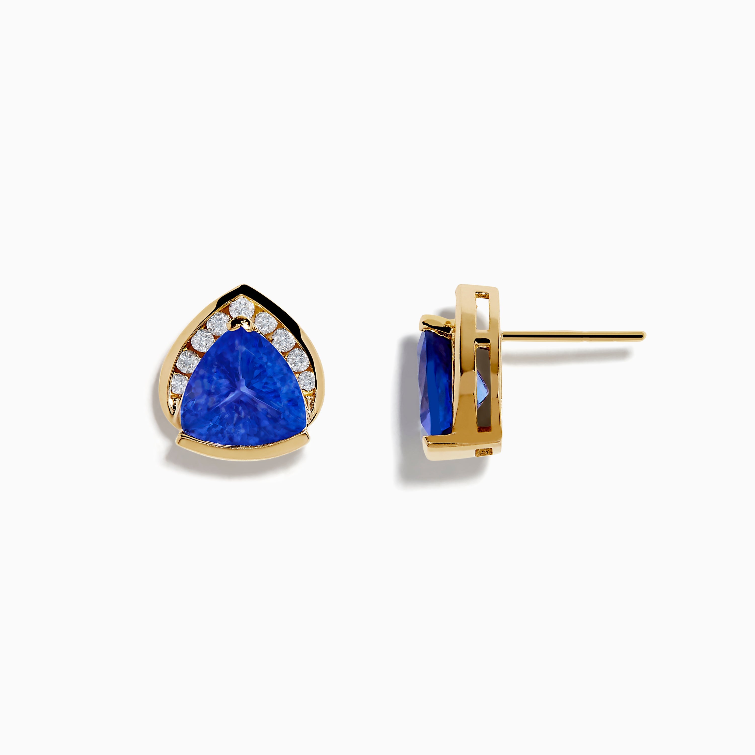 14K Yellow Gold Tanzanite and Diamond Earrings