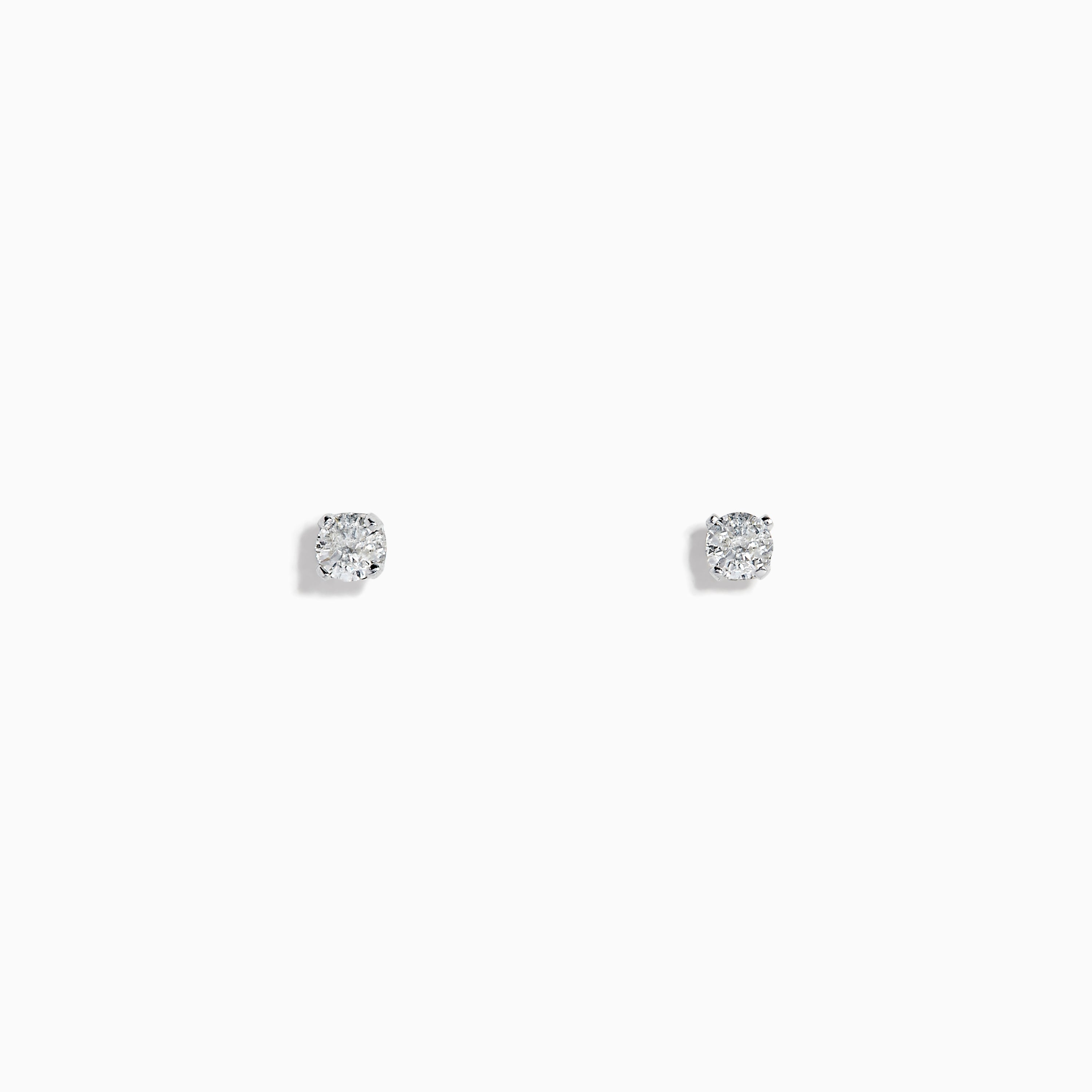 14K White Gold Diamond Solitaire Stud Earrings 0.25 TCW