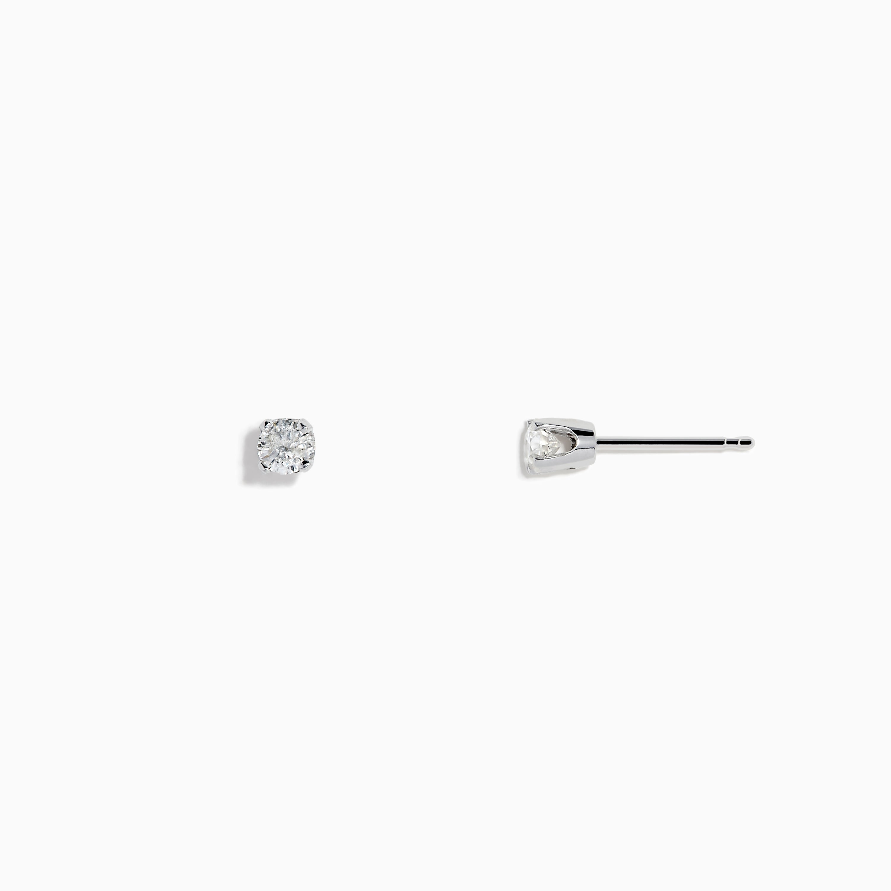 14K White Gold Diamond Solitaire Stud Earrings 0.25 TCW