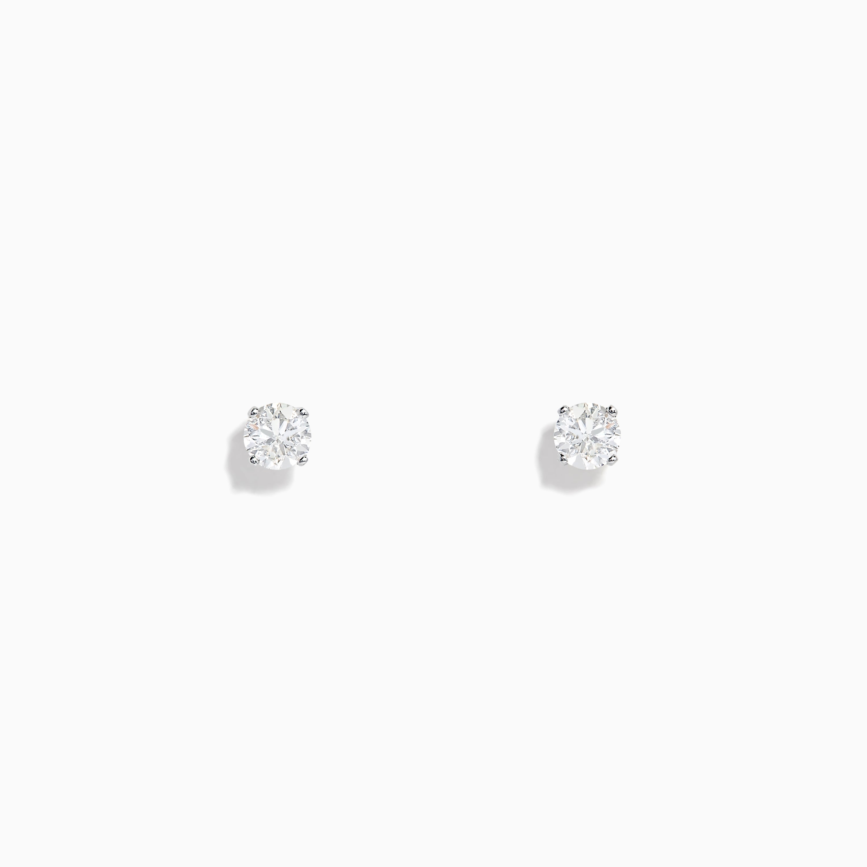 14K White Gold Diamond Solitaire Stud Earrings 0.50 TCW