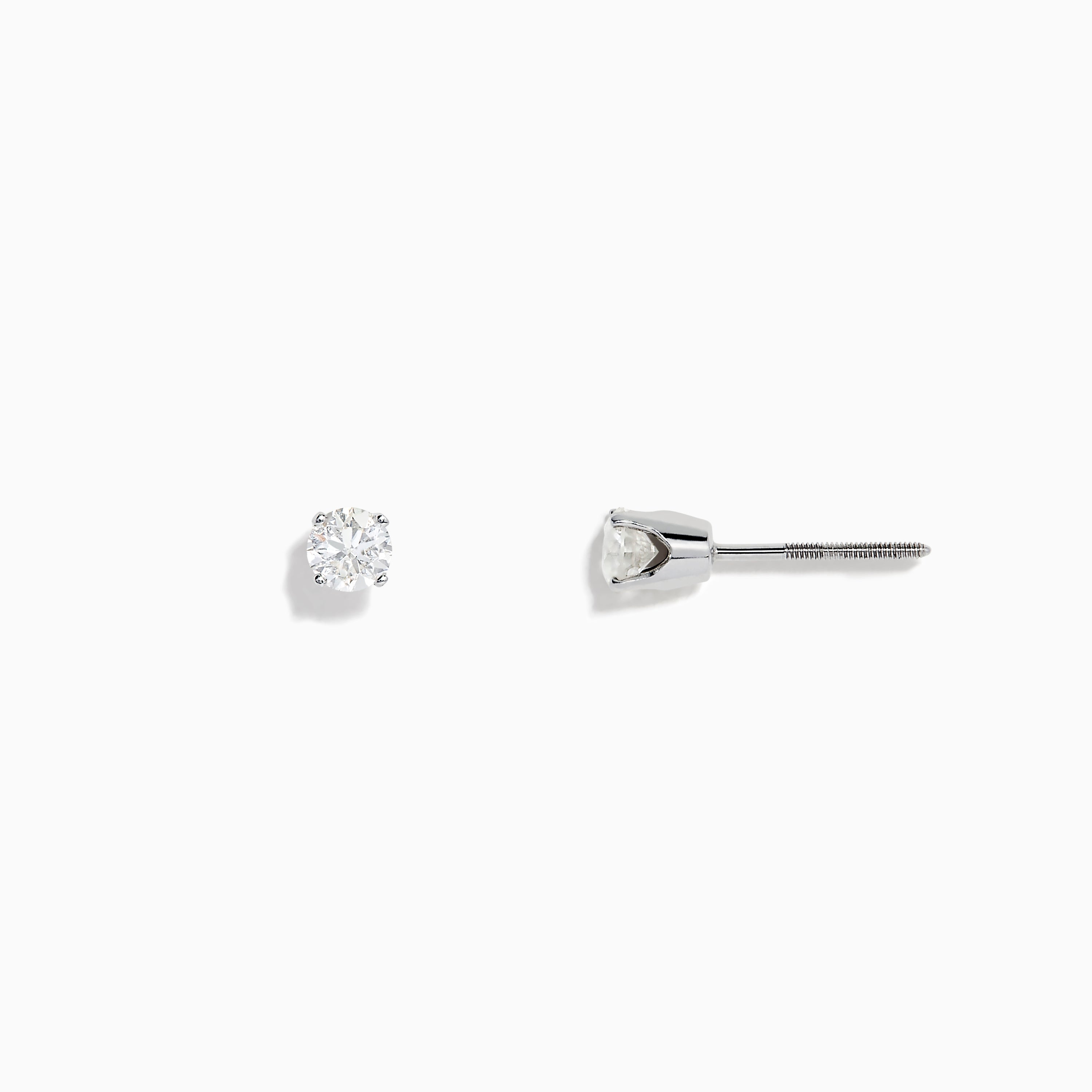 14K White Gold Diamond Solitaire Stud Earrings 0.50 TCW