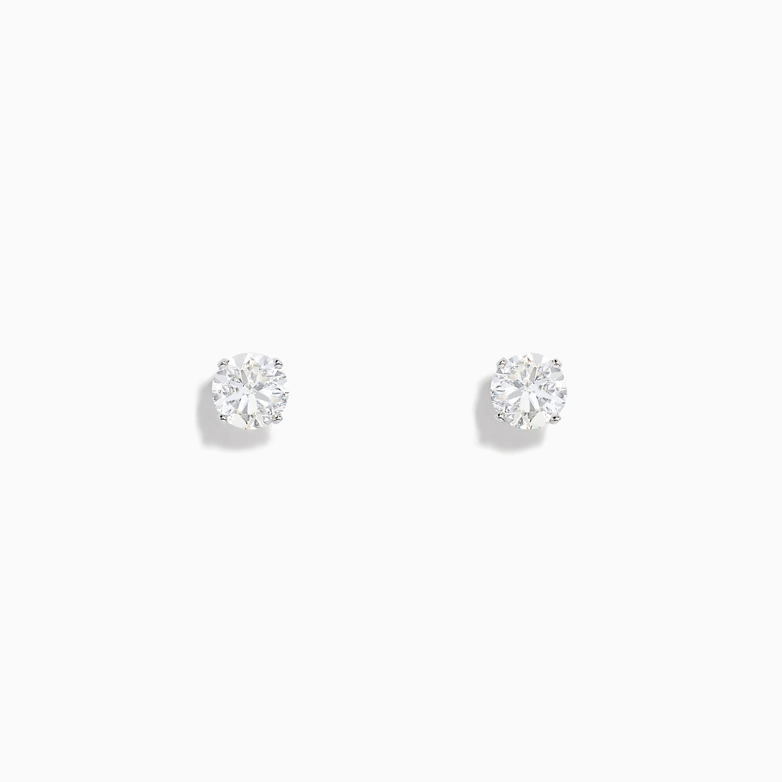 14K White Gold Diamond Solitaire Stud Earrings 0.75 TCW