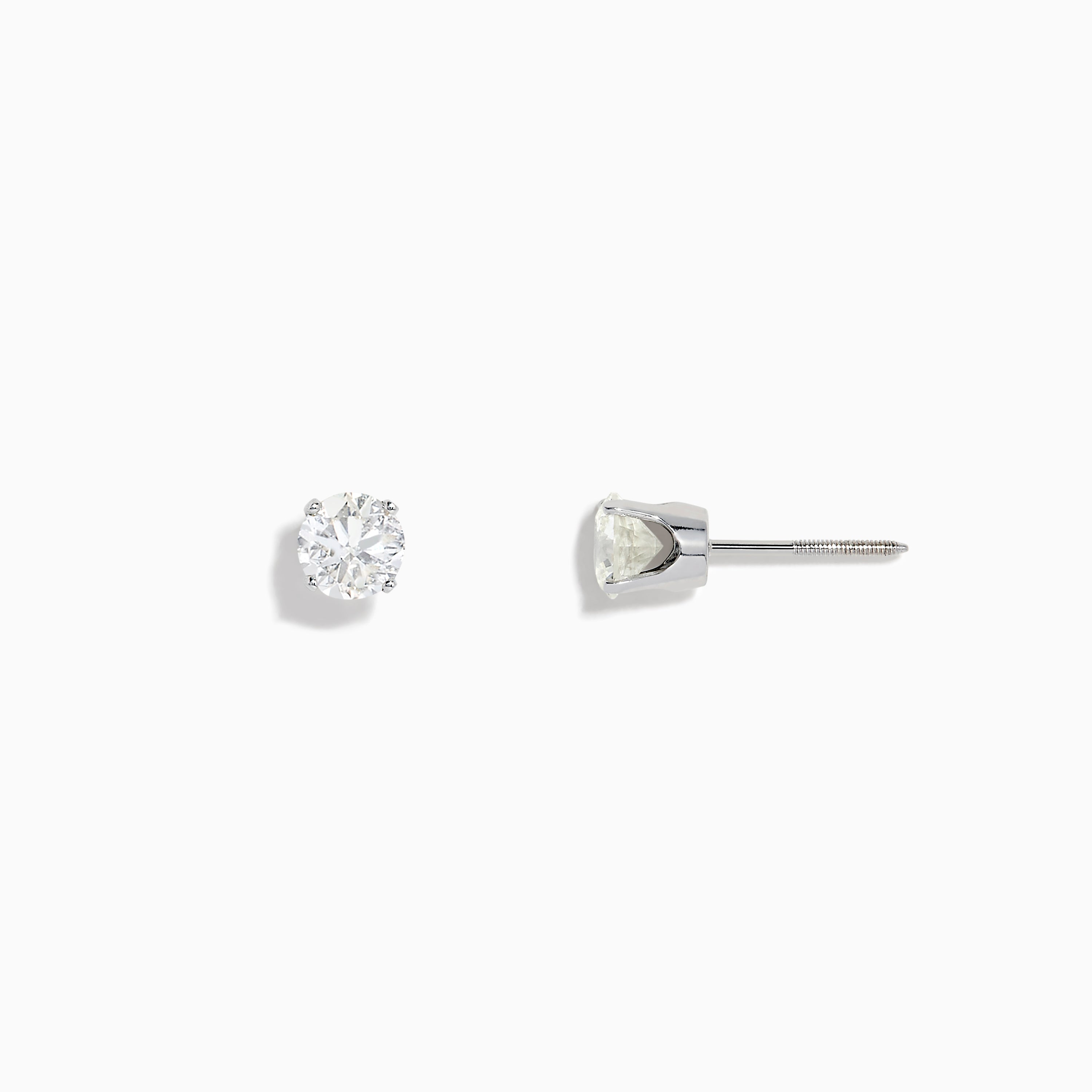 14K White Gold Diamond Solitaire Stud Earrings 1.00 TCW