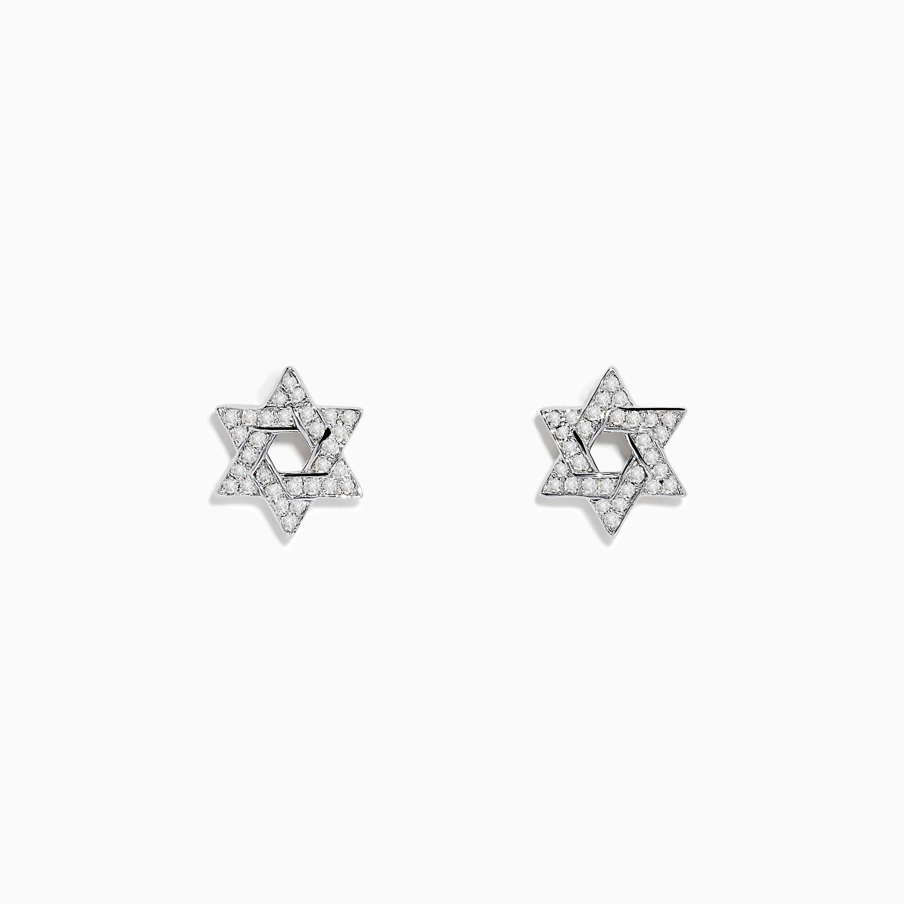 925 Sterling Silver Diamond Star of David Earrings