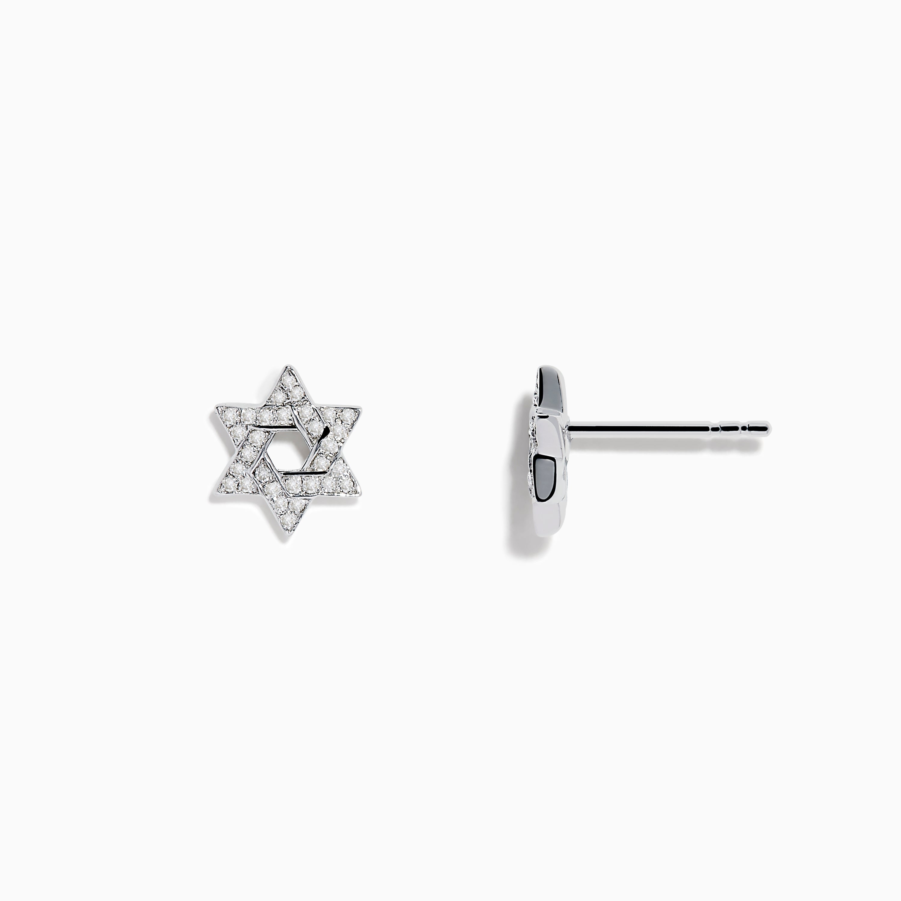 925 Sterling Silver Diamond Star of David Earrings