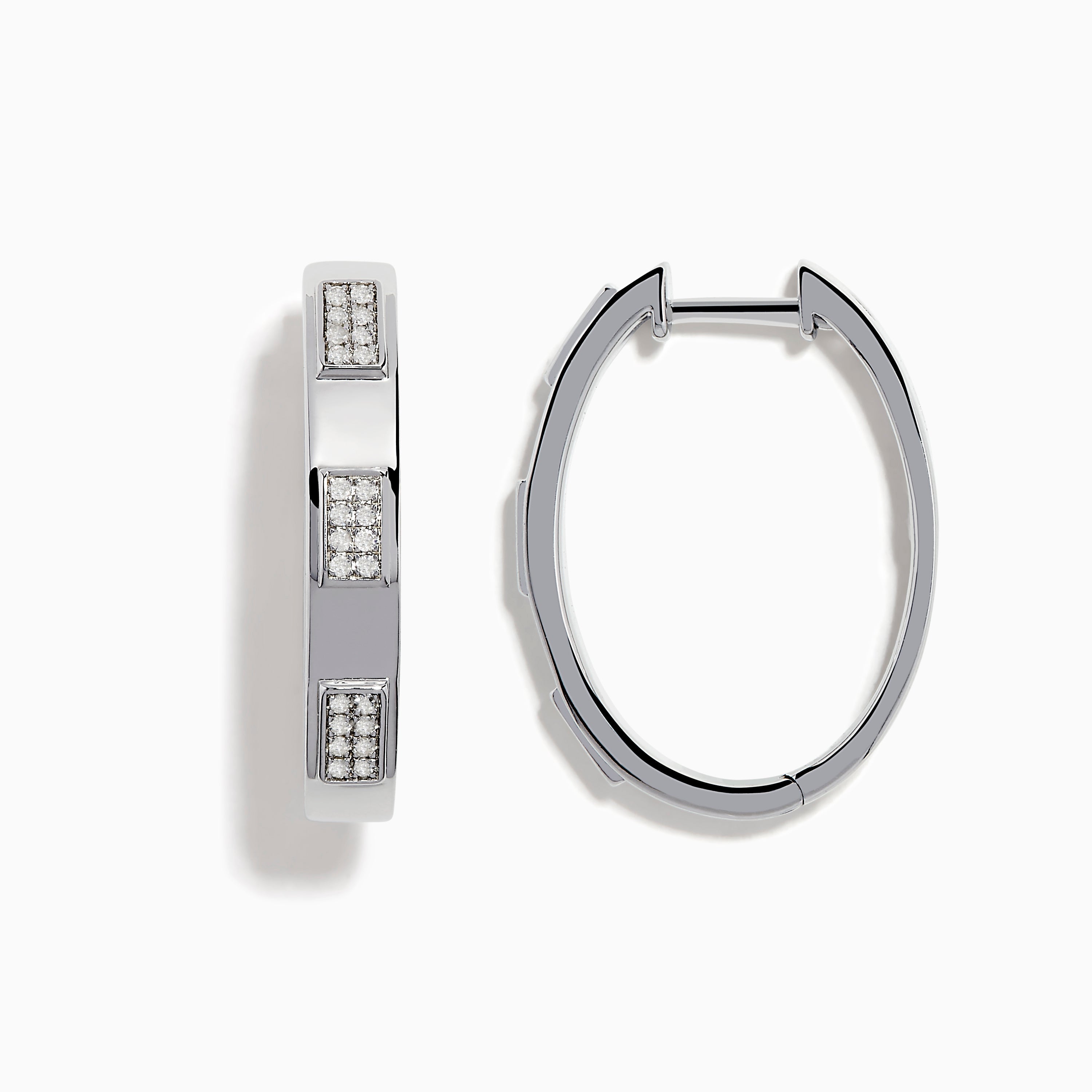 925 Sterling Silver Diamond Hoop Earrings