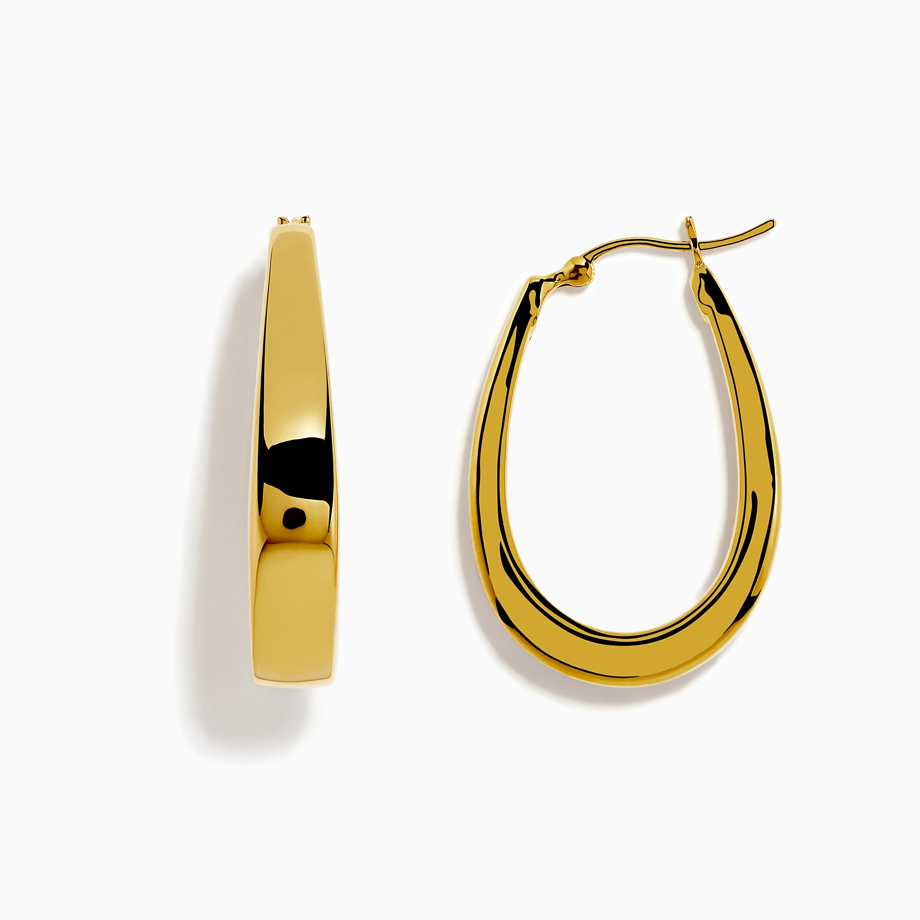 14K Yellow Gold Oval Hoop Earrings