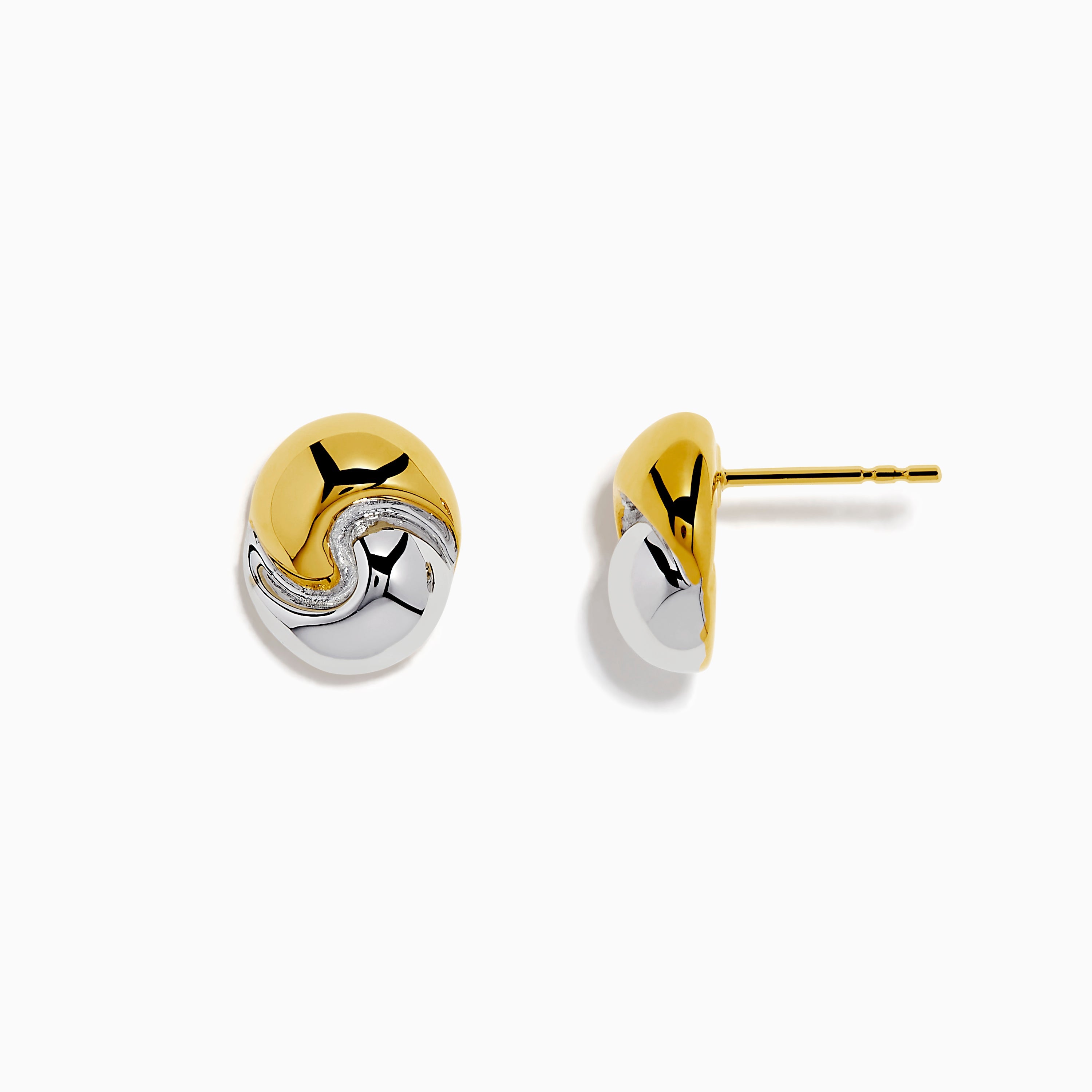 14K Yellow and White Gold Ying Yang Stud Earrings