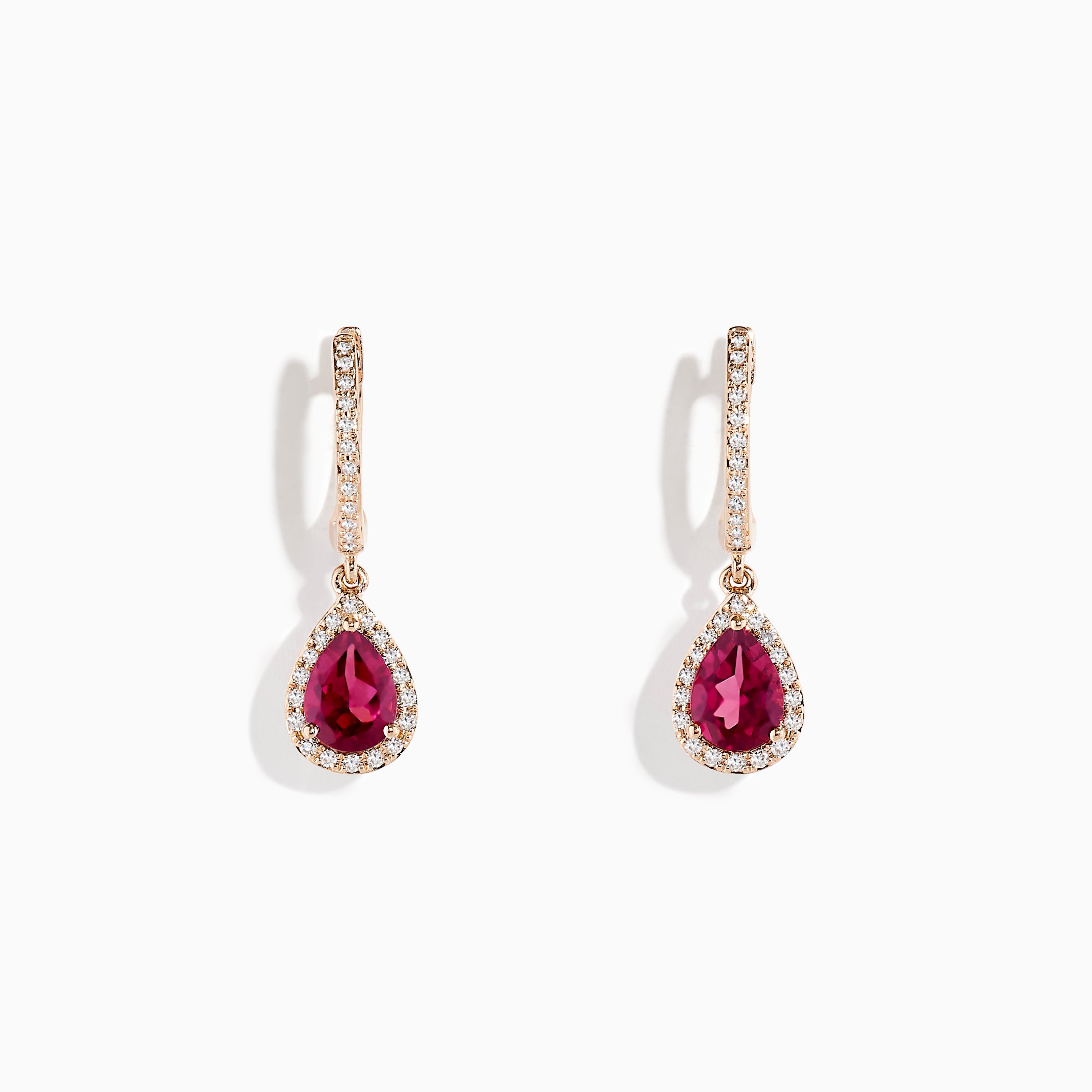 14K Rose Gold Rhodolite Garnet and Diamond Earrings, 1.75 TCW