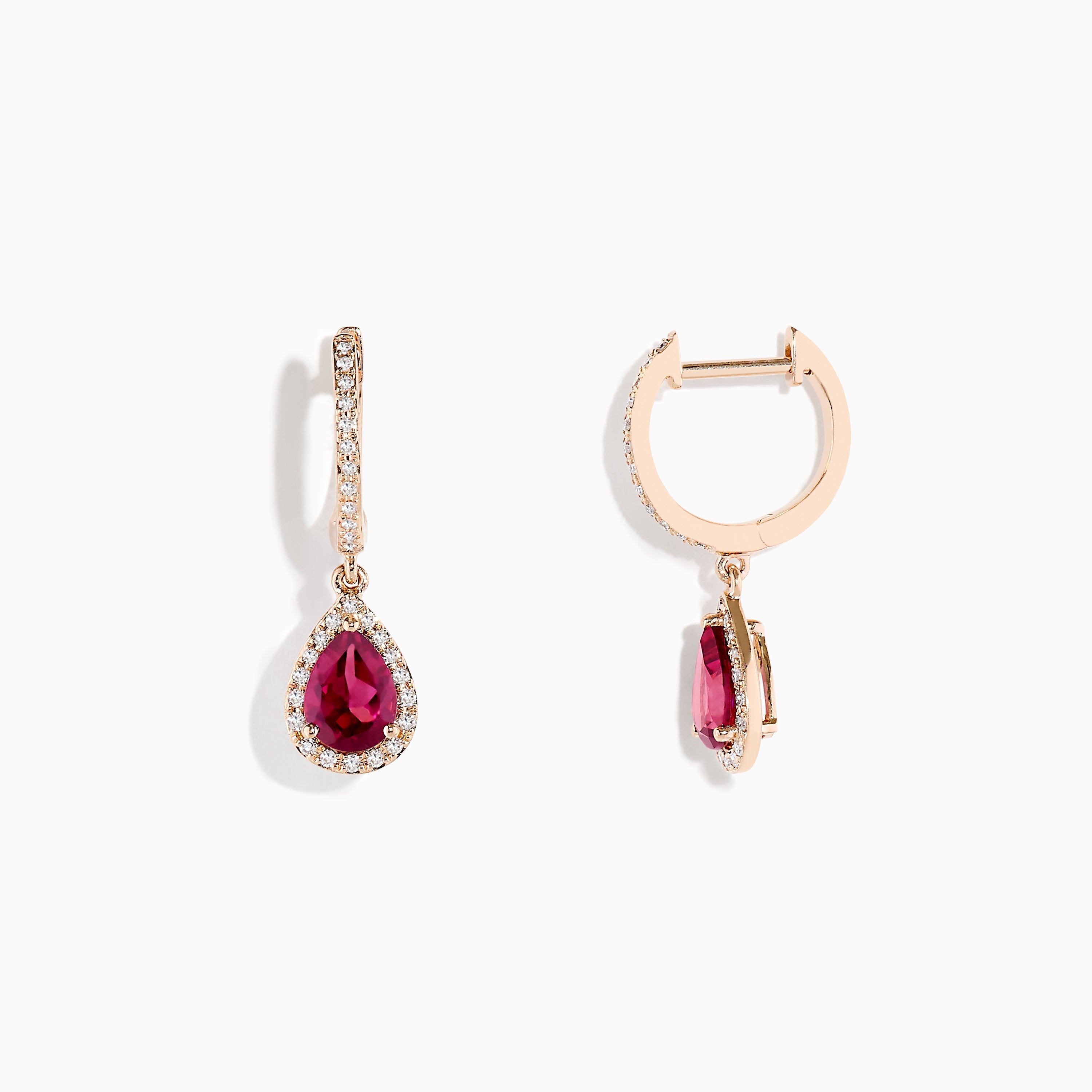 14K Rose Gold Rhodolite Garnet and Diamond Earrings, 1.75 TCW