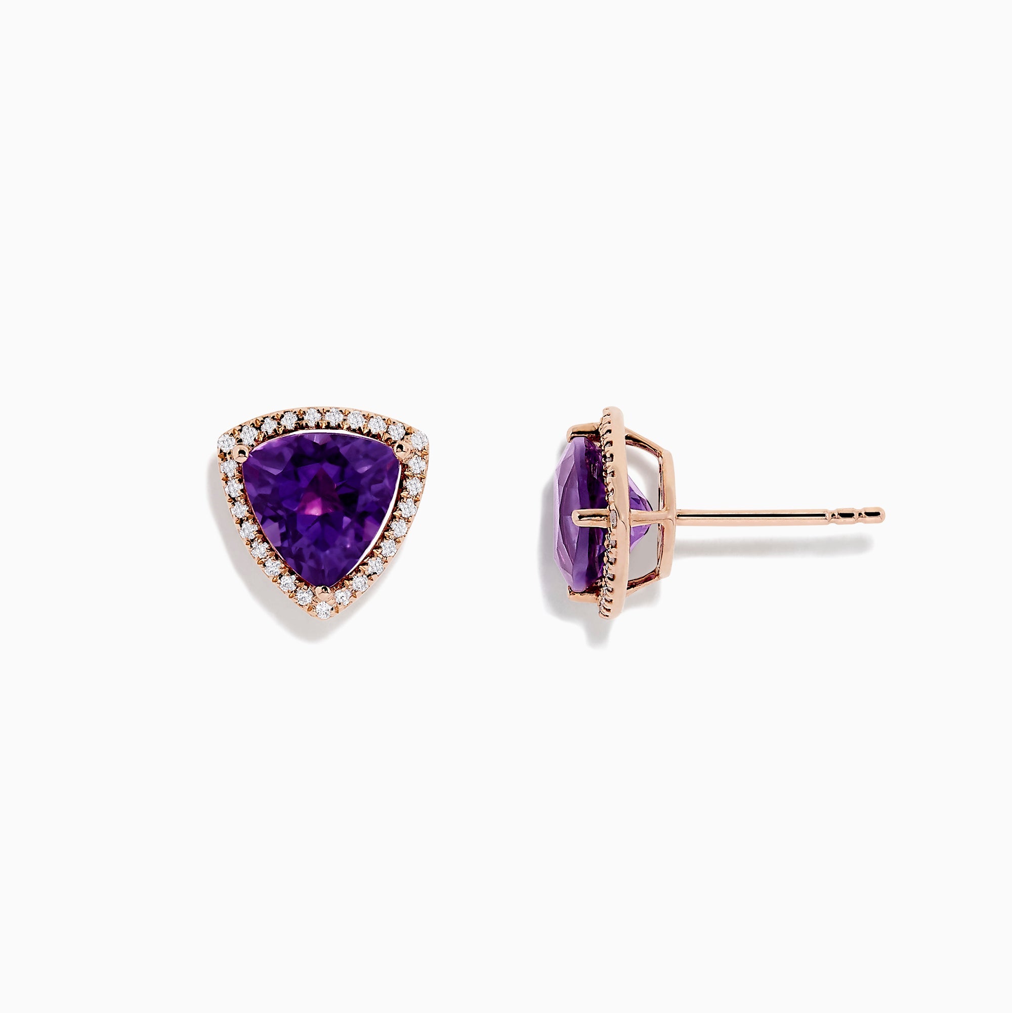 14K Rose Gold Amethyst and Diamond Earring, 3.56 TCW