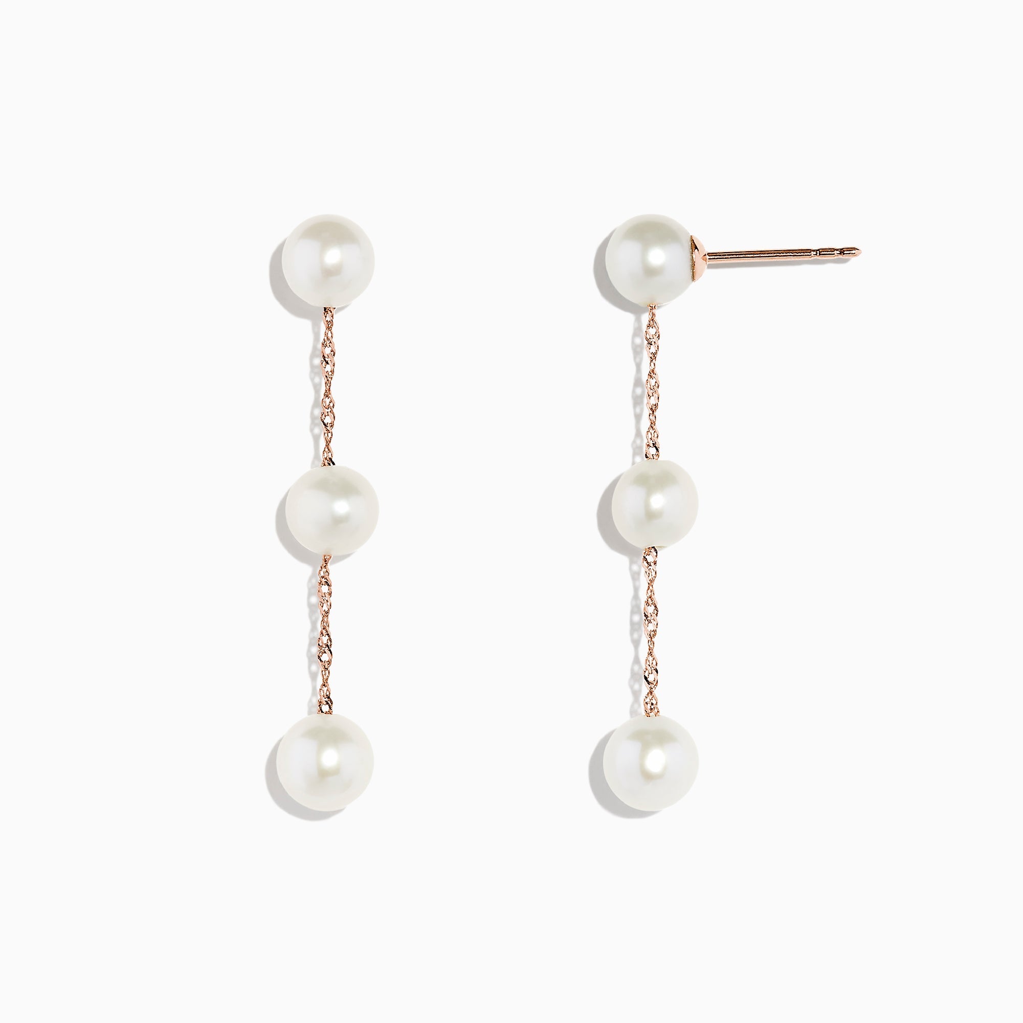 14K Rose Gold Cultured Fresh Water Pearl Drop Earrings