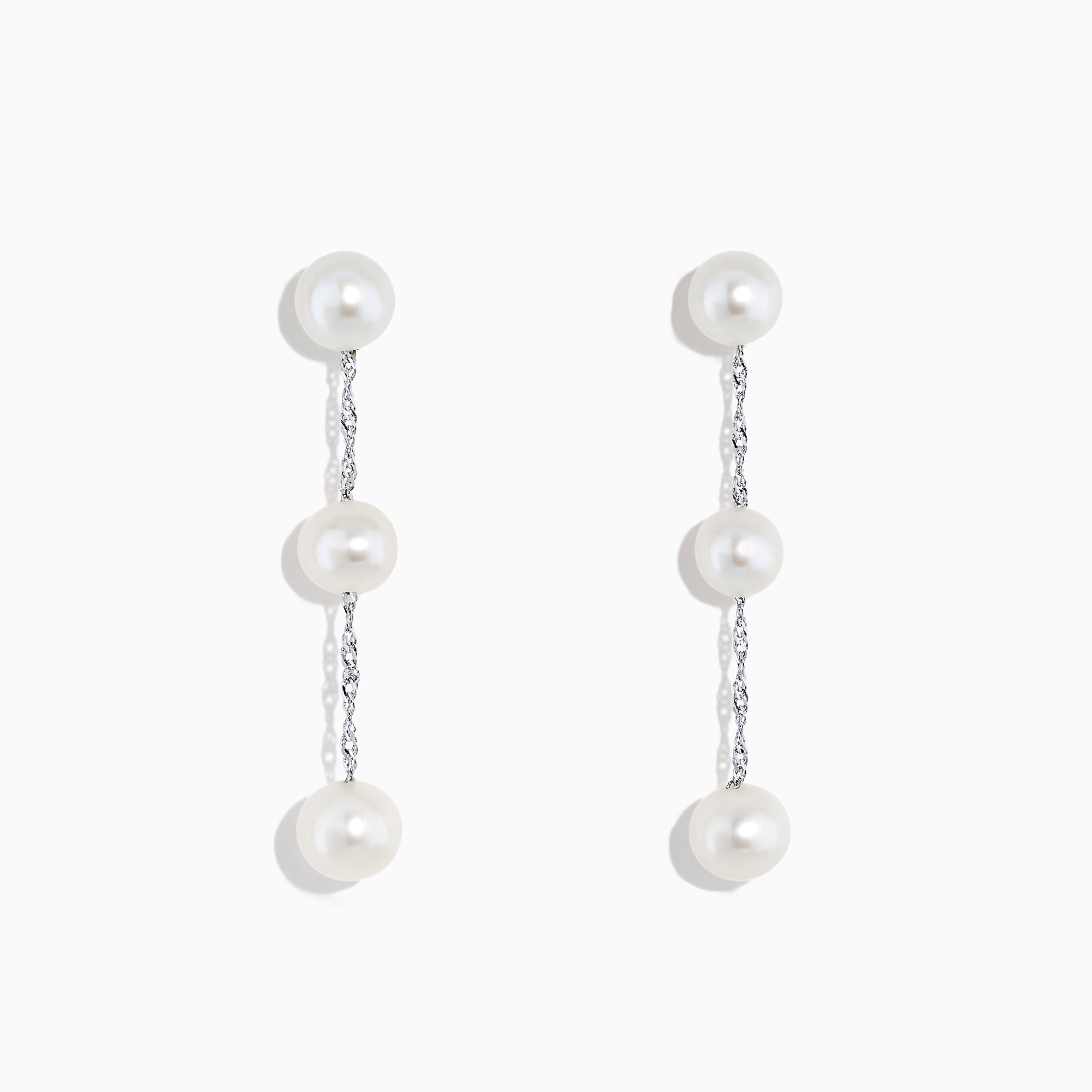 14K White Gold Cultured Fresh Water Pearl Drop Earrings