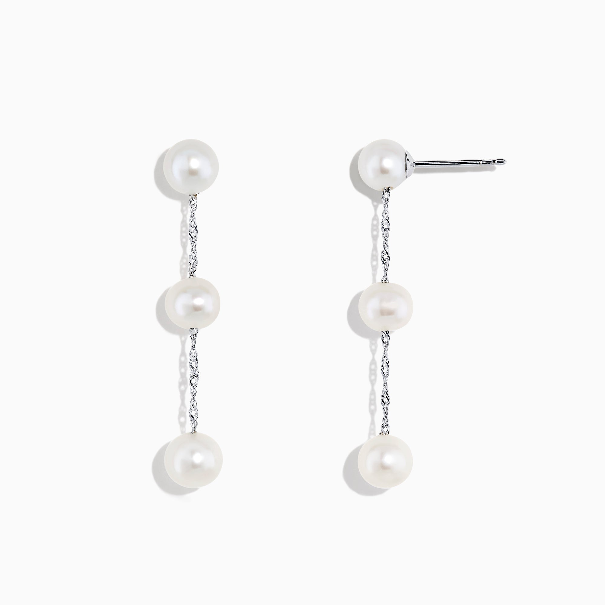 14K White Gold Cultured Fresh Water Pearl Drop Earrings