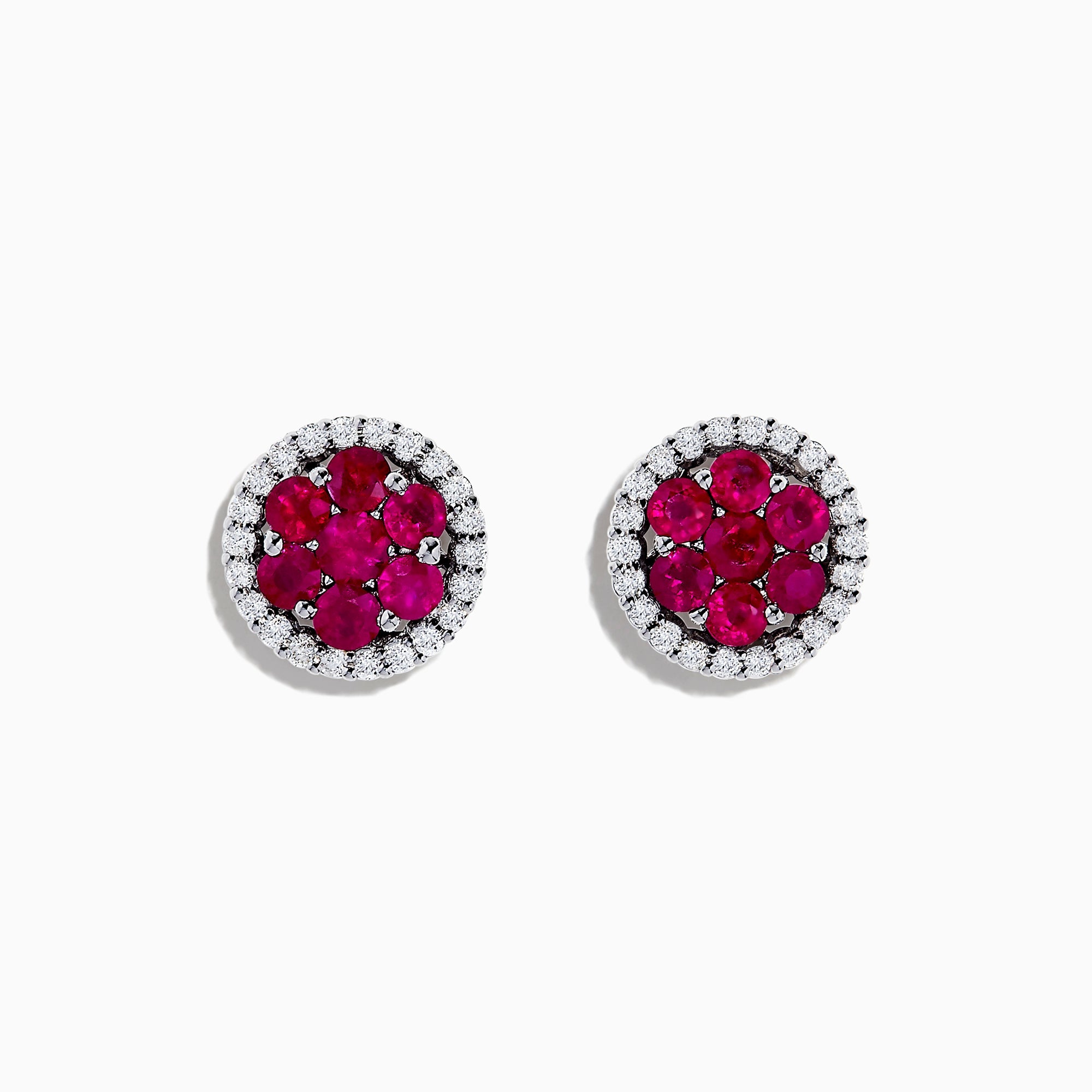 18K White Gold Ruby and Diamond Stud Earrings, 1.76 TCW