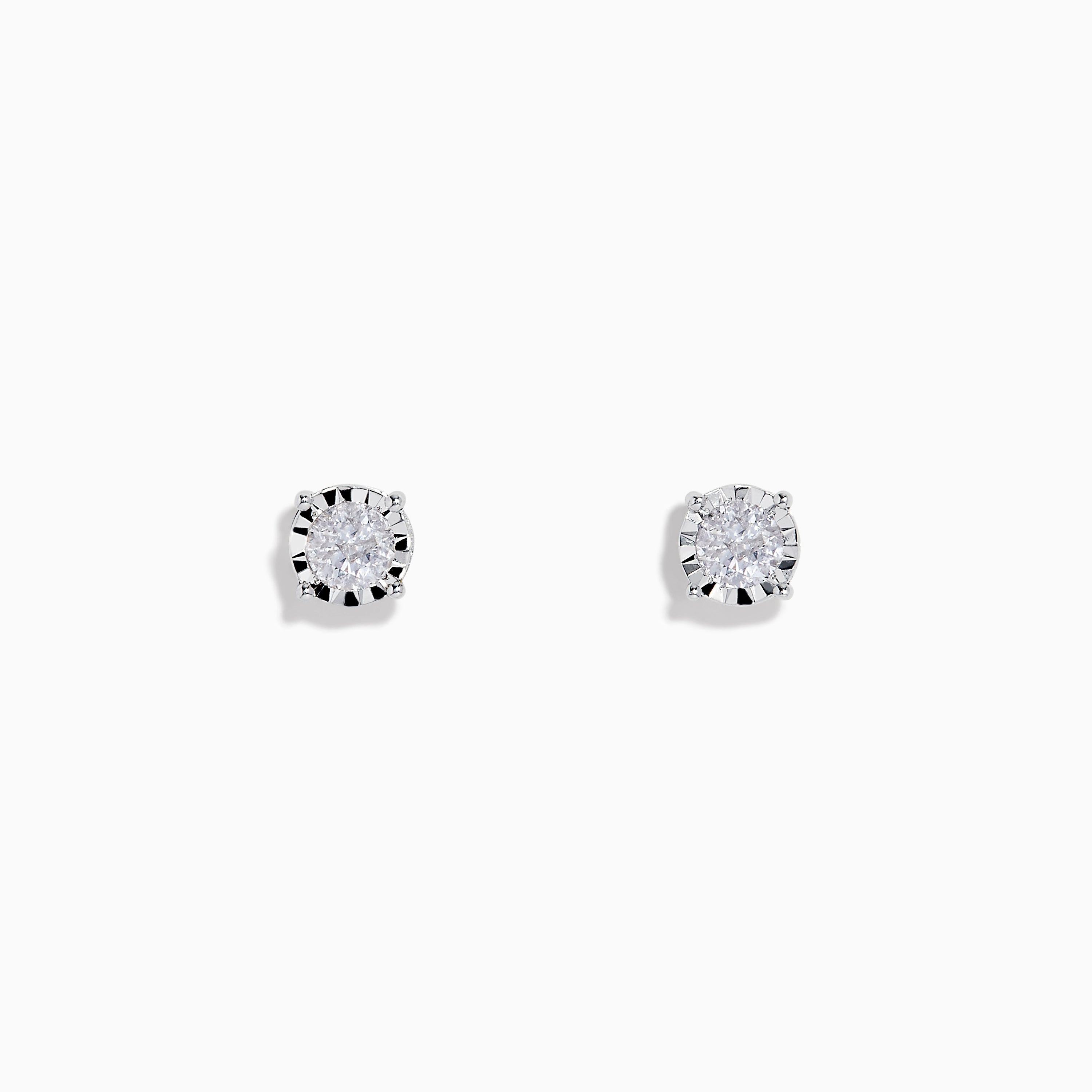 14K White Gold Diamond Solitaire Stud Earrings 0.59 TCW