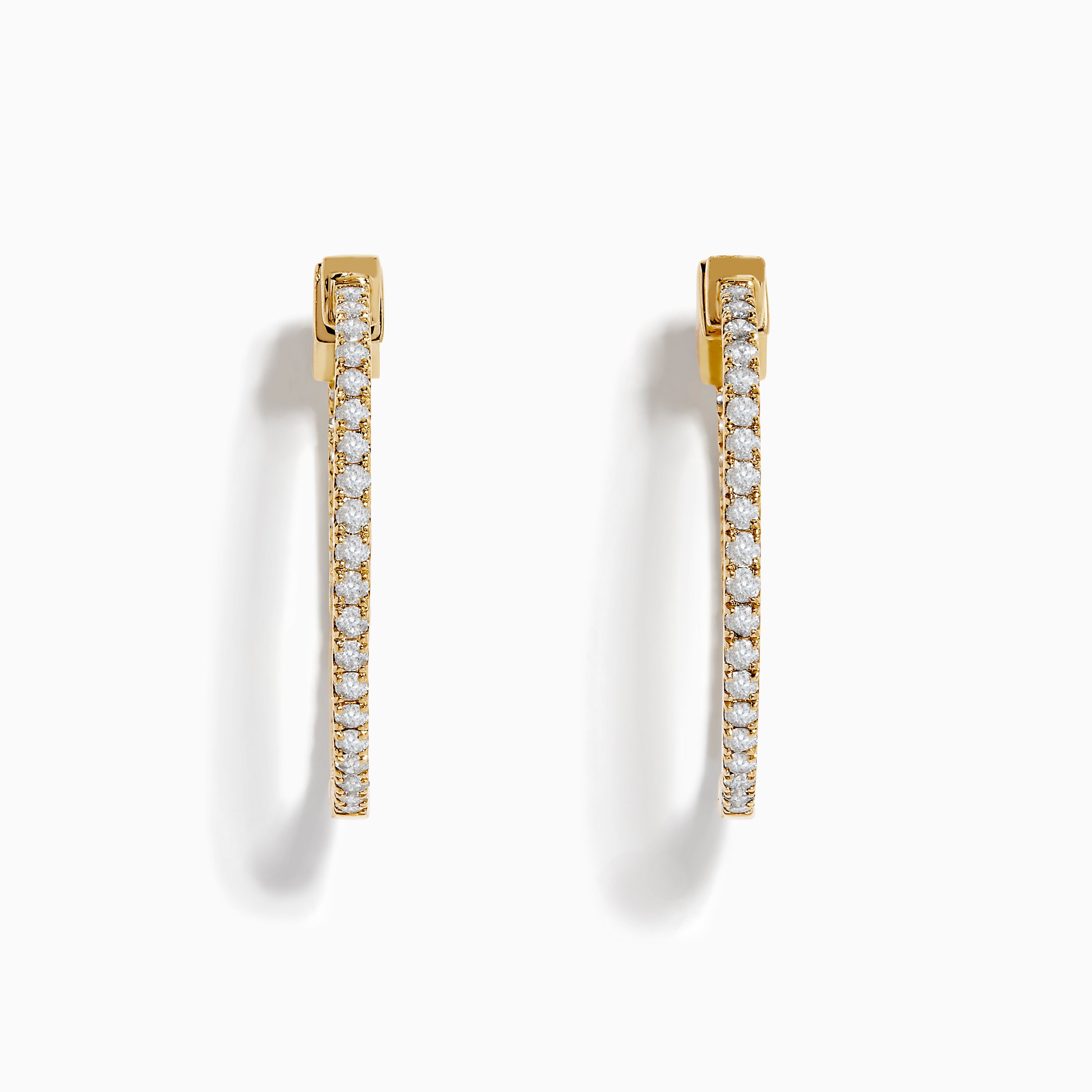 D'Oro 14K Yellow Gold Diamond Hoop Earrings