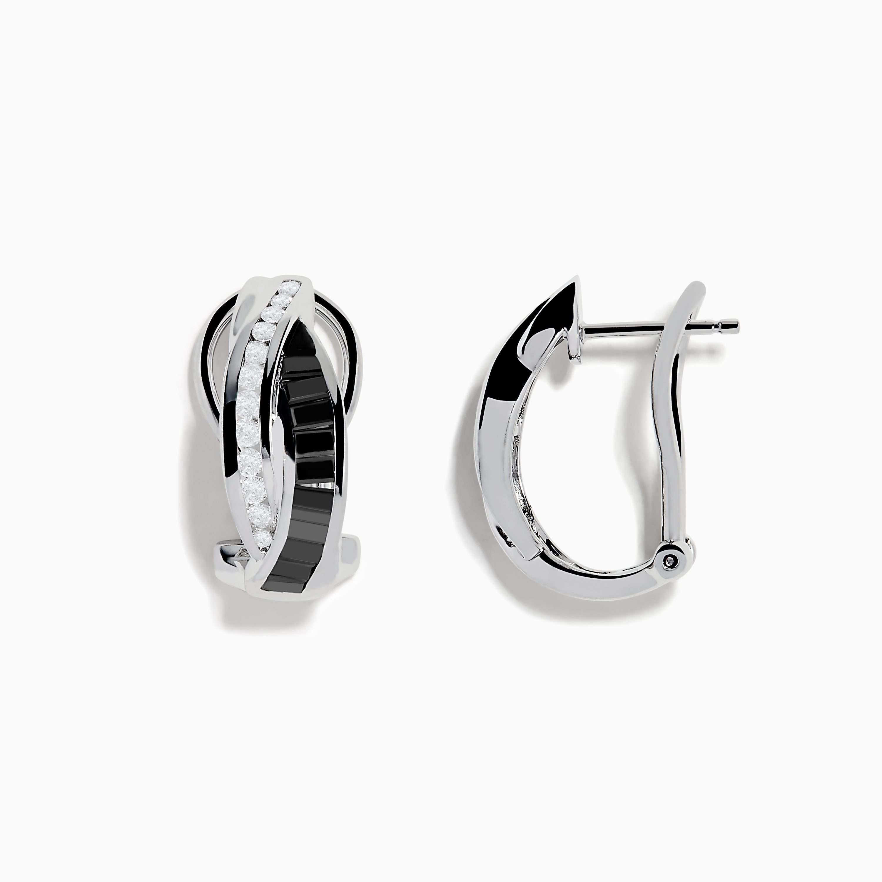 14K White Gold White and Black Diamond Earrings