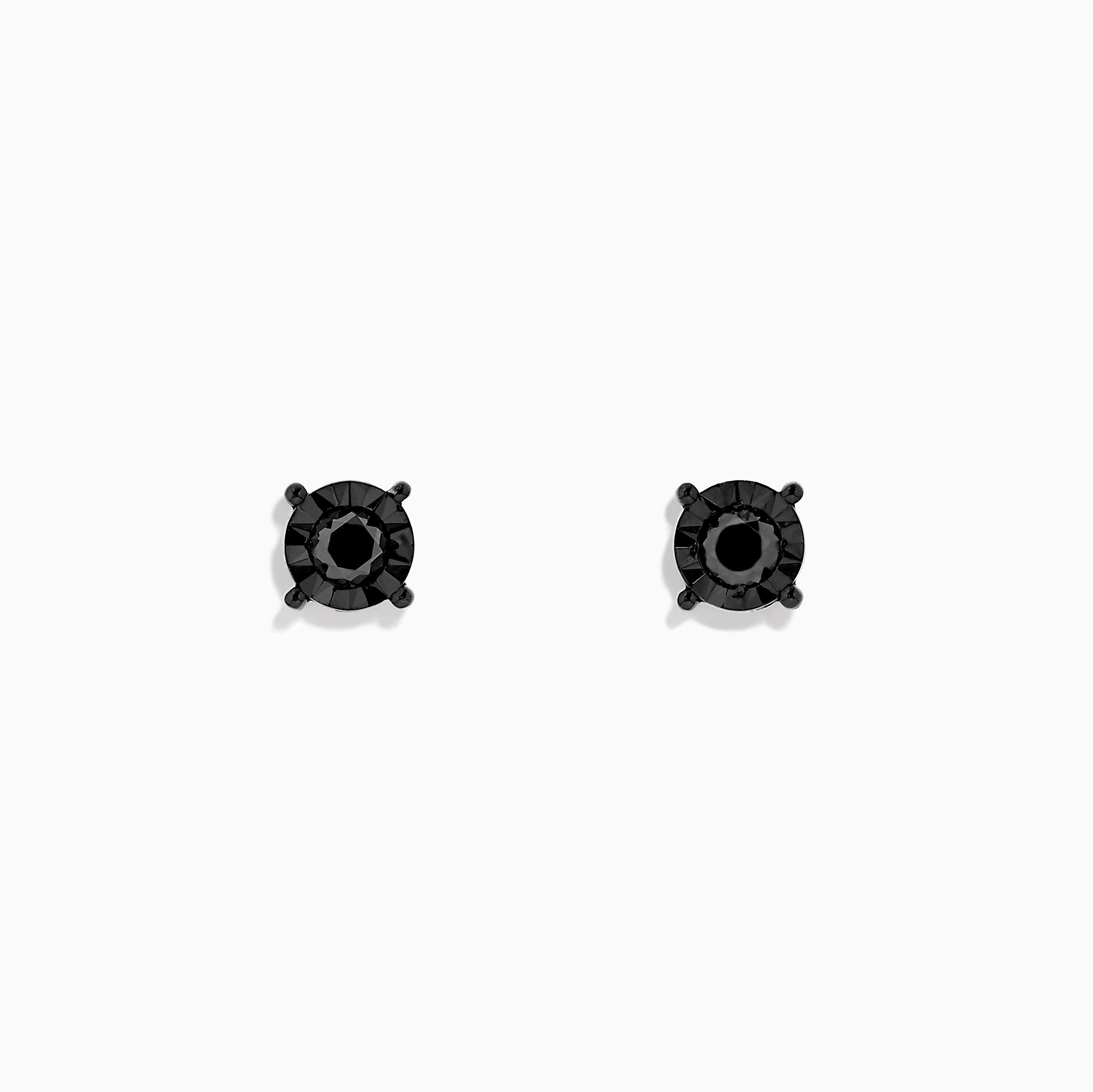 14K White Gold Black Diamond Stud Earrings, 0.49 TCW