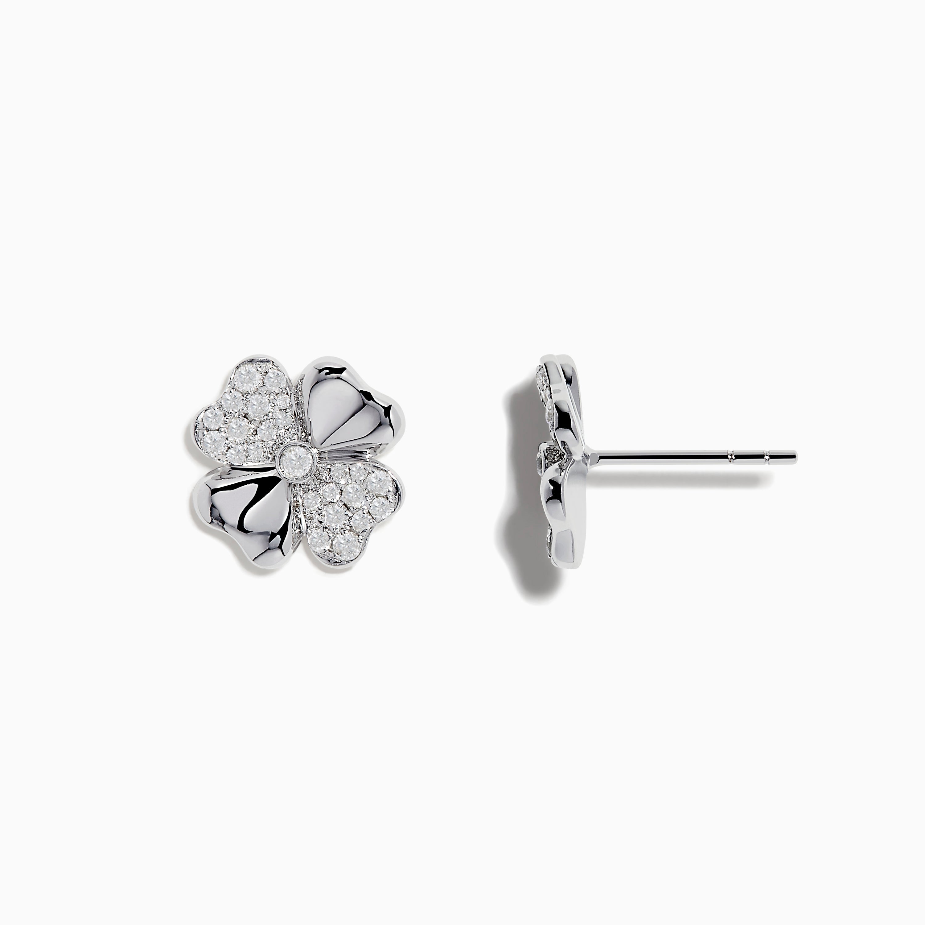 14K White Gold Diamond Flower Earrings