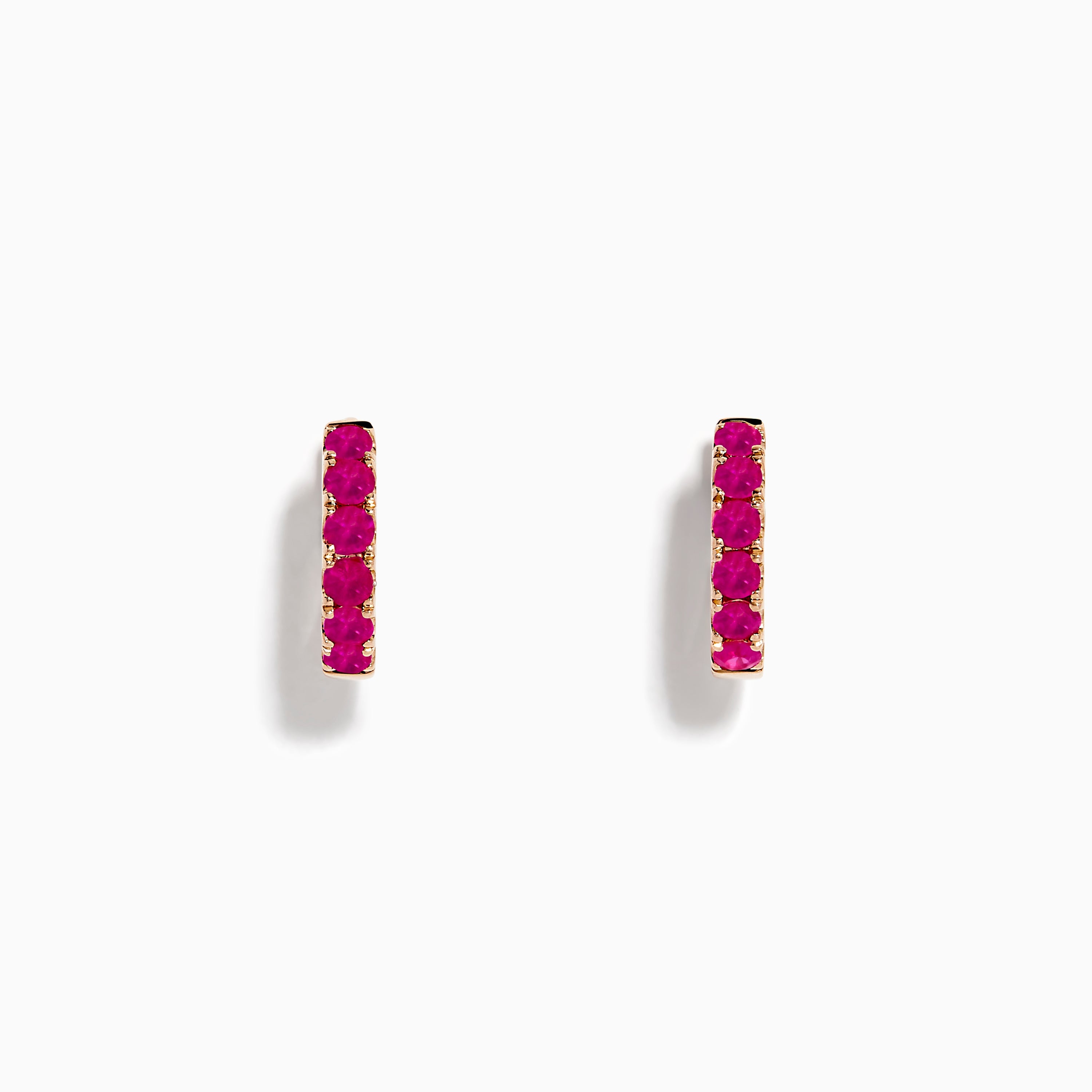 14K Rose Gold Pink Sapphire Huggie Earrings