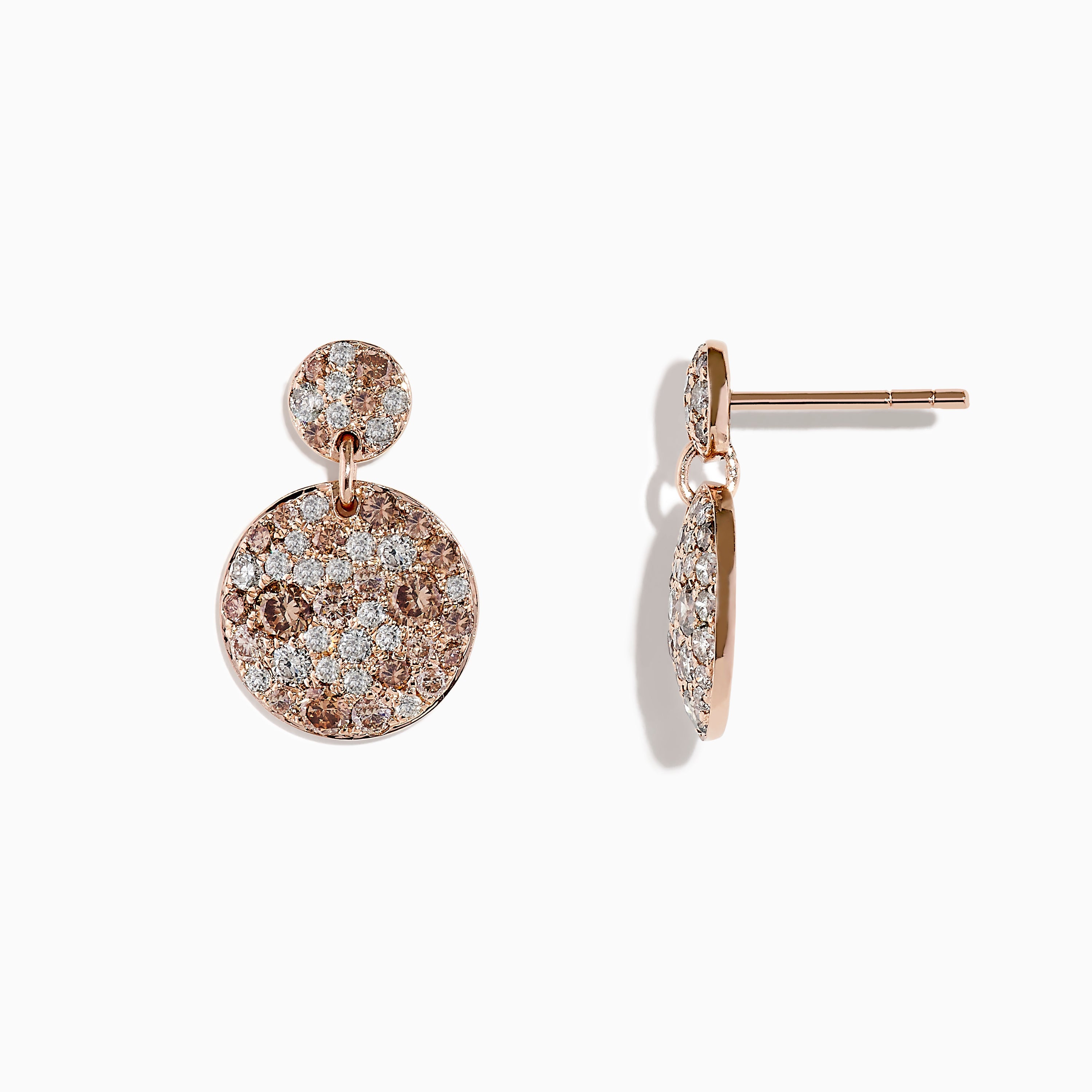 14K Rose Gold Espresso Diamond Drop Earrings