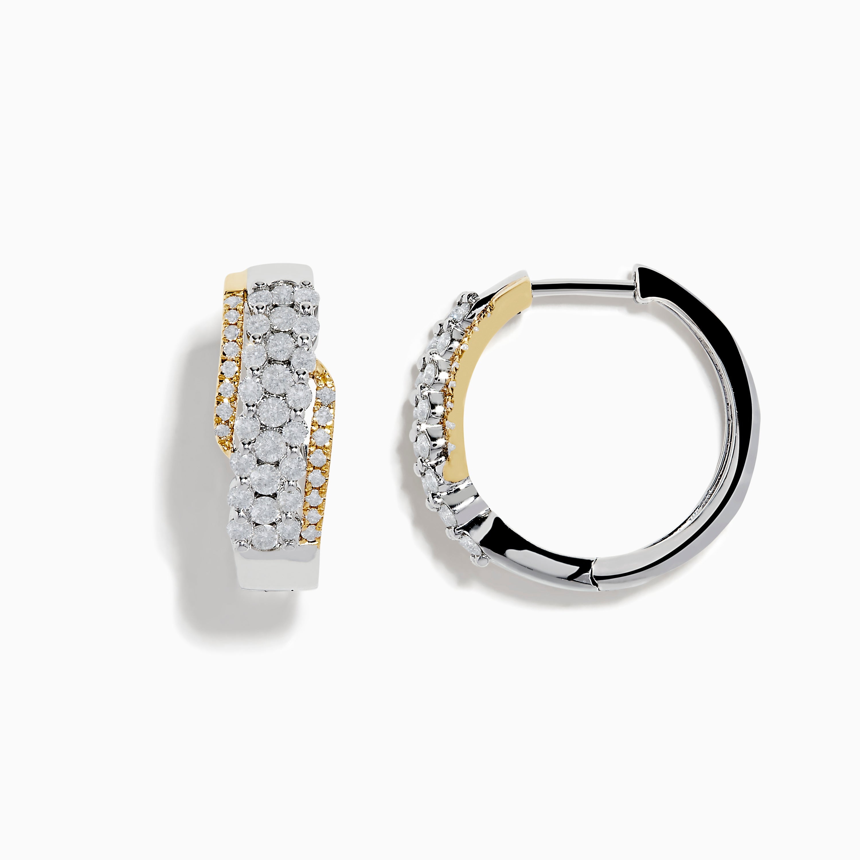 Duo 14K Two Tone Gold Diamond Hoop Earrings