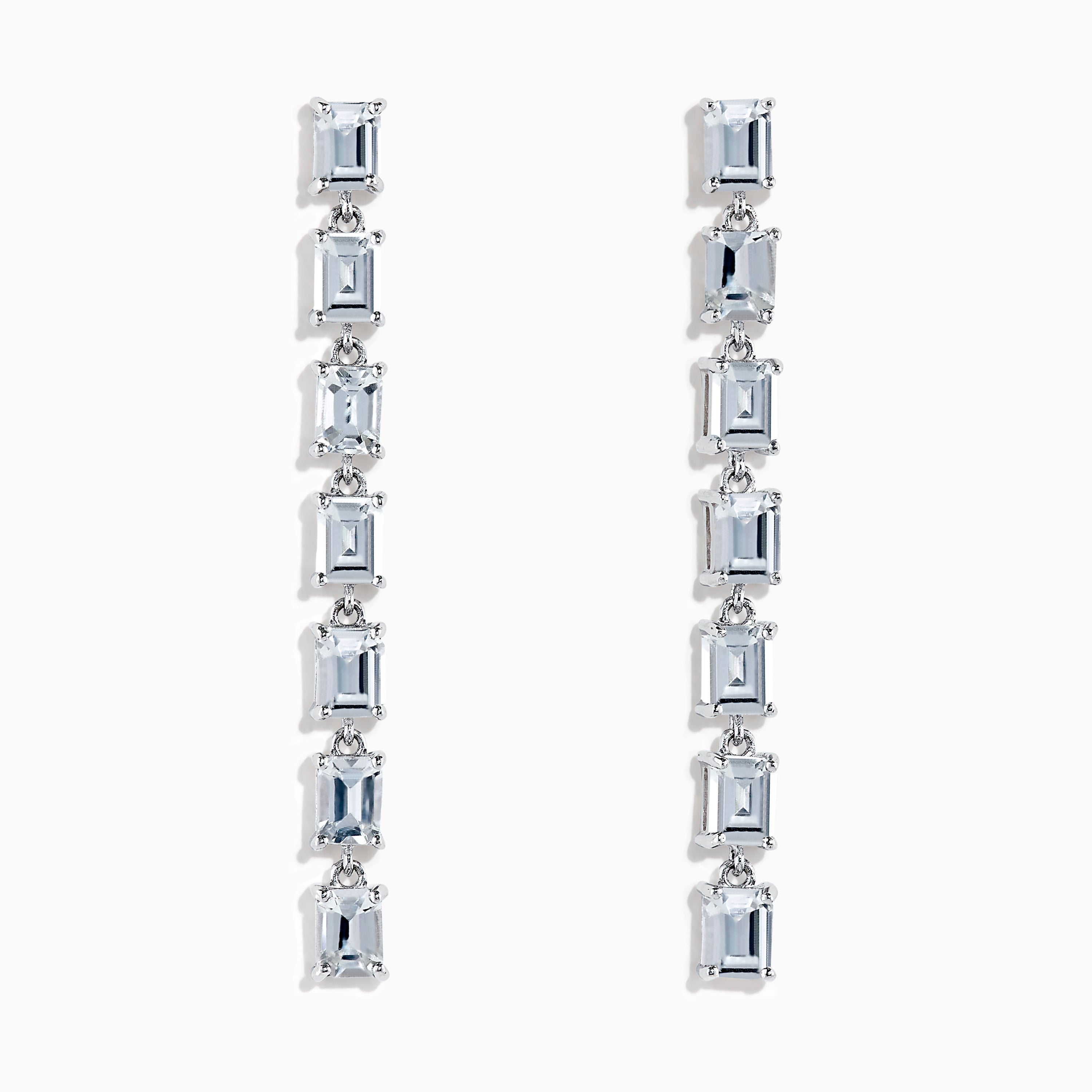 14K White Gold White Sapphire Drop Earrings