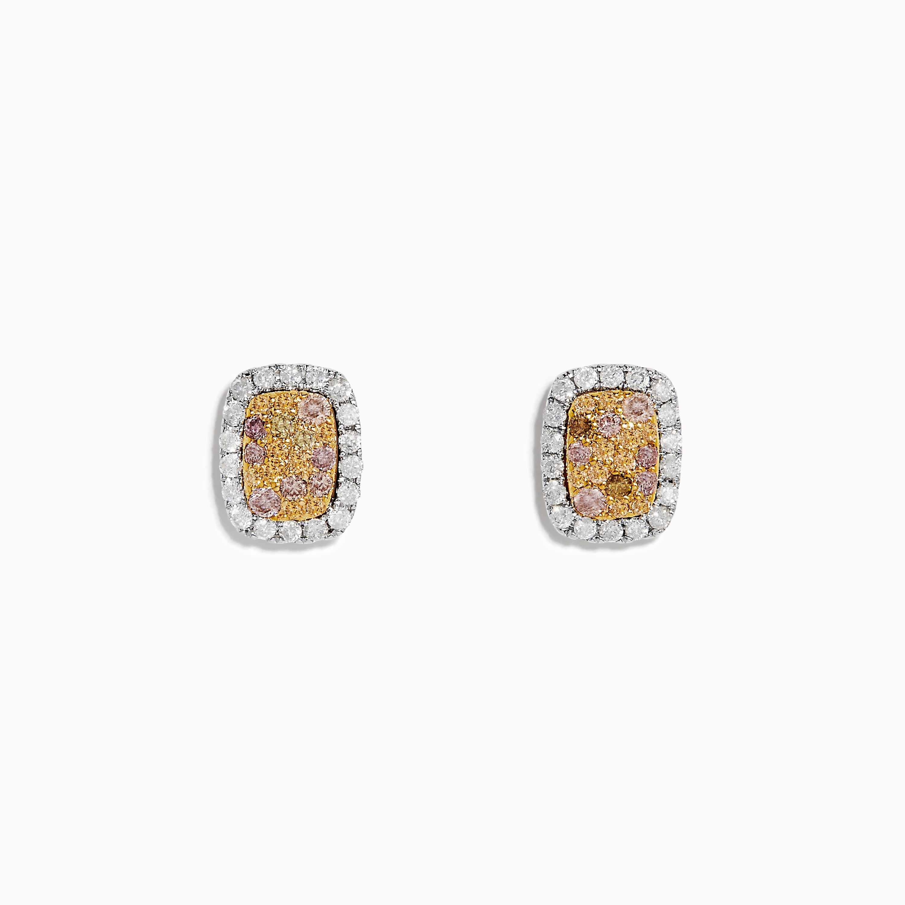 14K Two-Tone Gold Multi Color Diamond Earrings