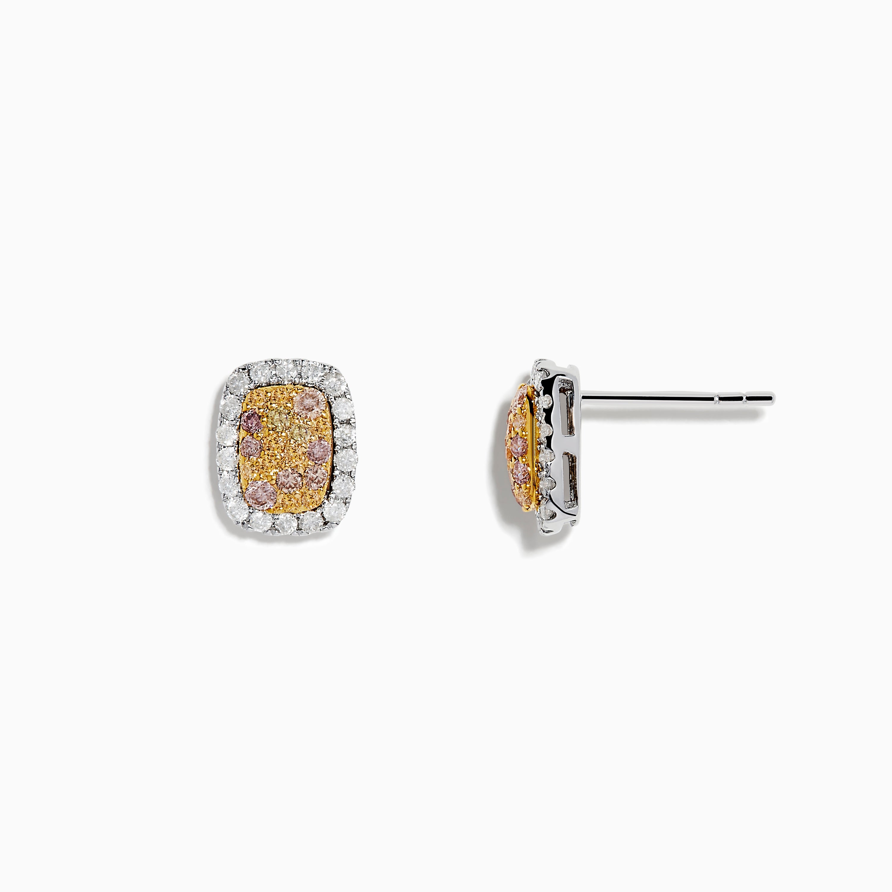 14K Two-Tone Gold Multi Color Diamond Earrings