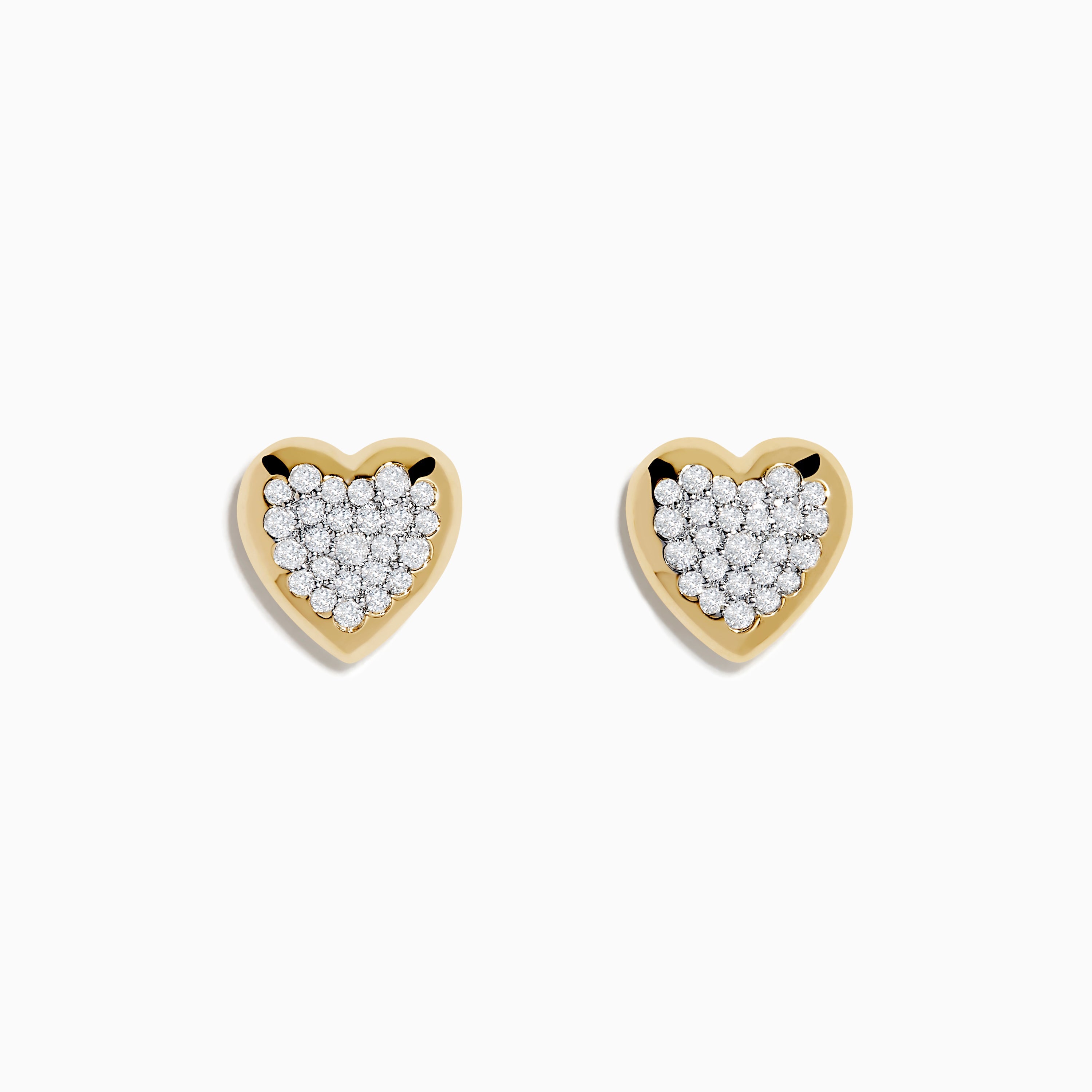 14K Yellow Gold Diamond Heart Earrings