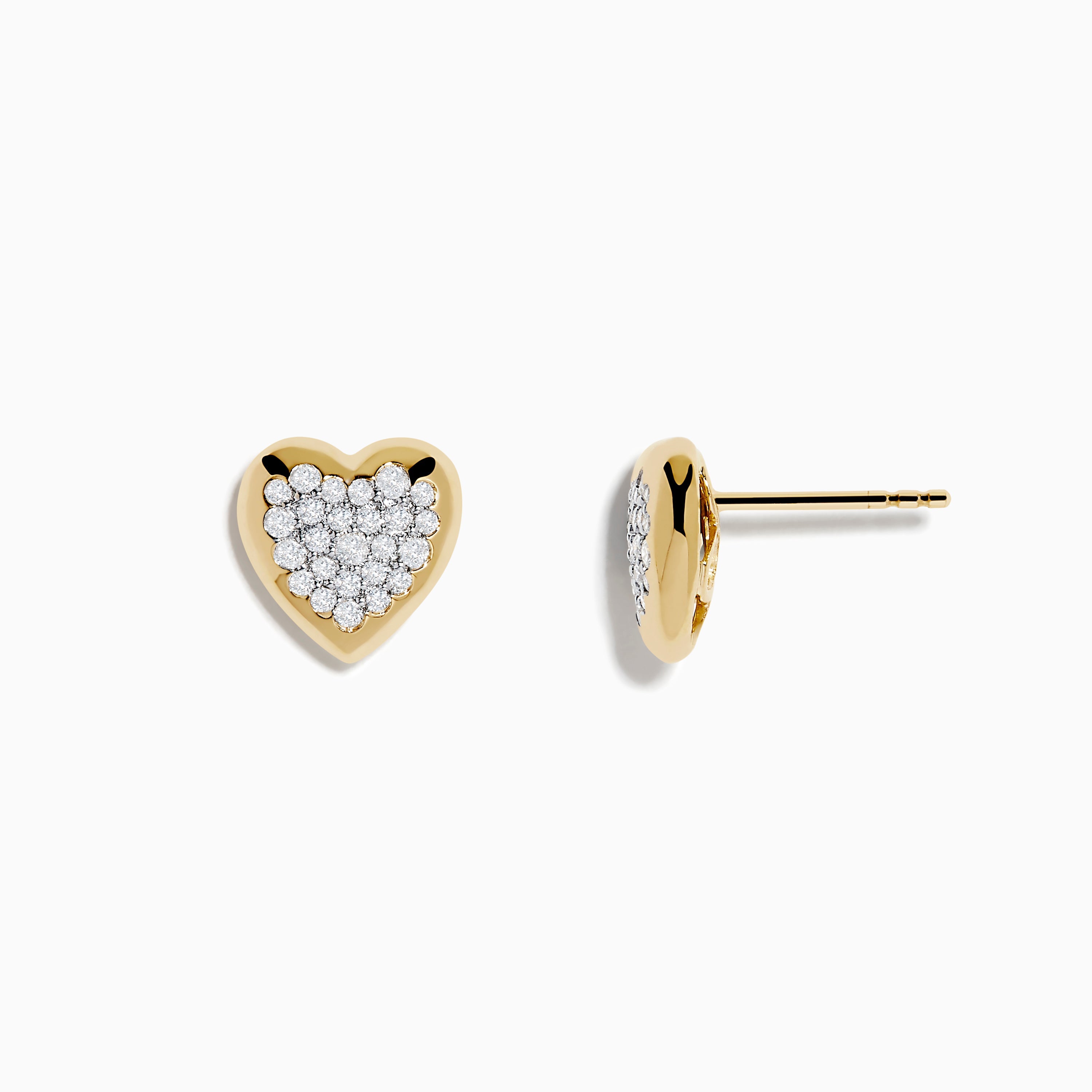 14K Yellow Gold Diamond Heart Earrings