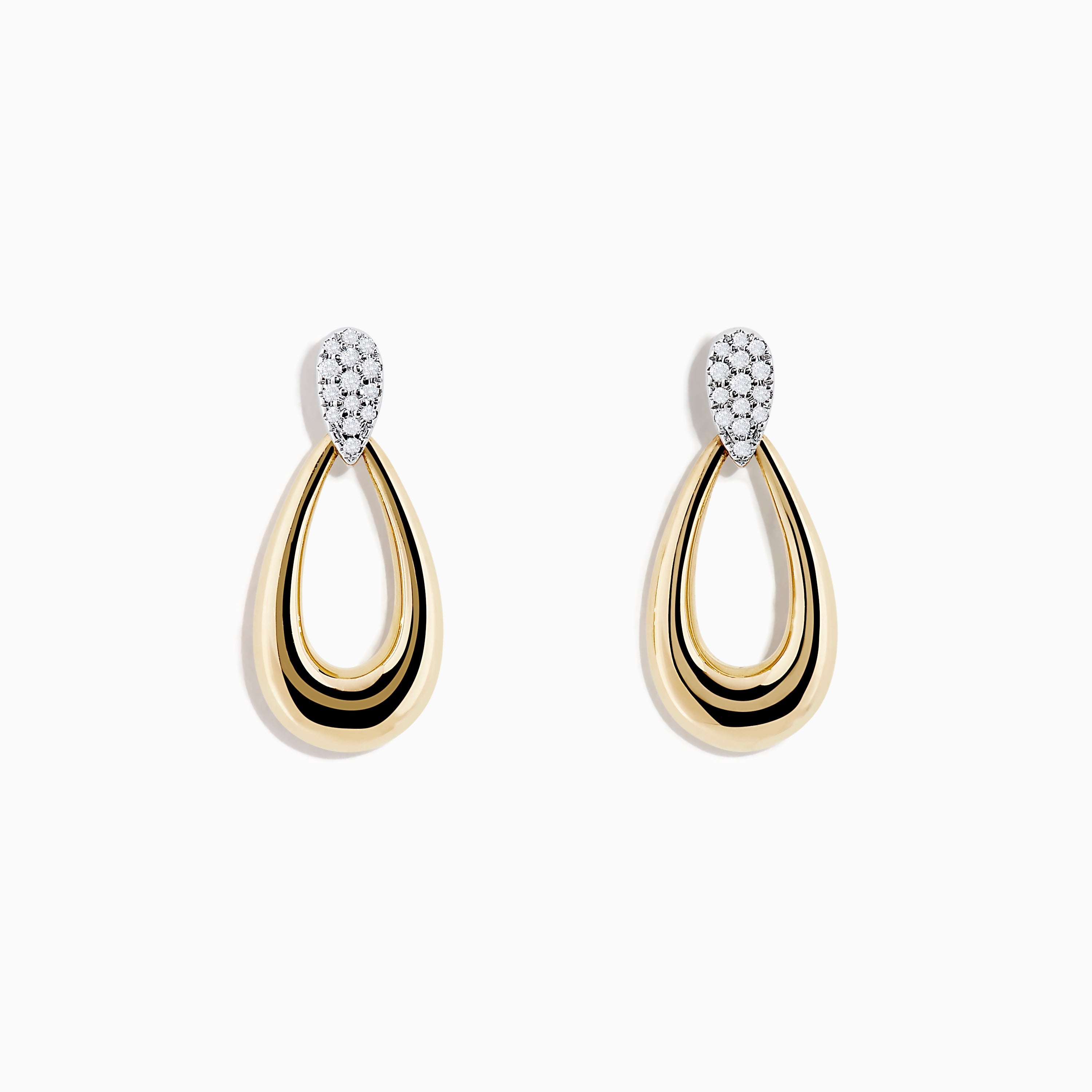 14K Two-Tone Gold and Diamond Dewdrop Earrings