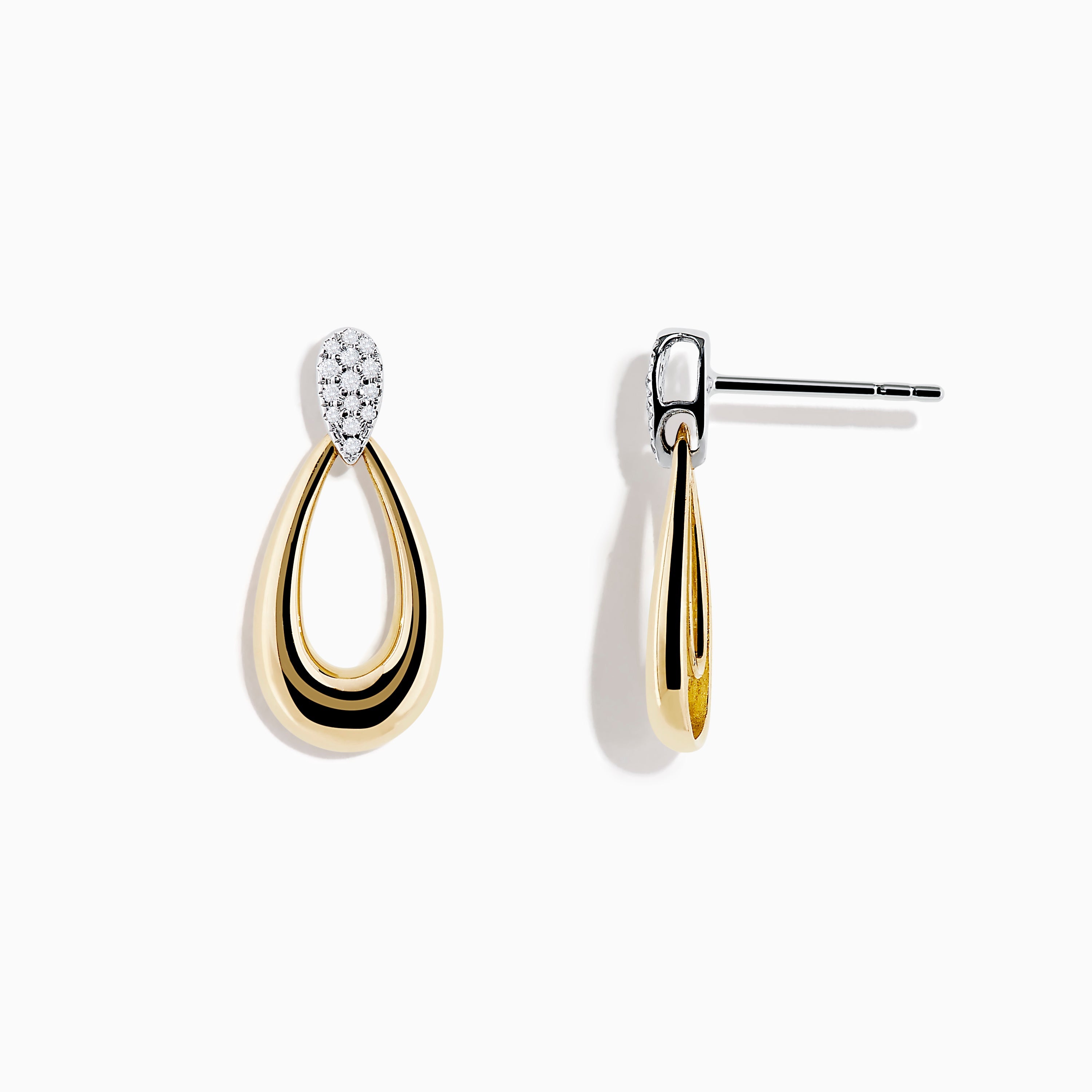 14K Two-Tone Gold and Diamond Dewdrop Earrings