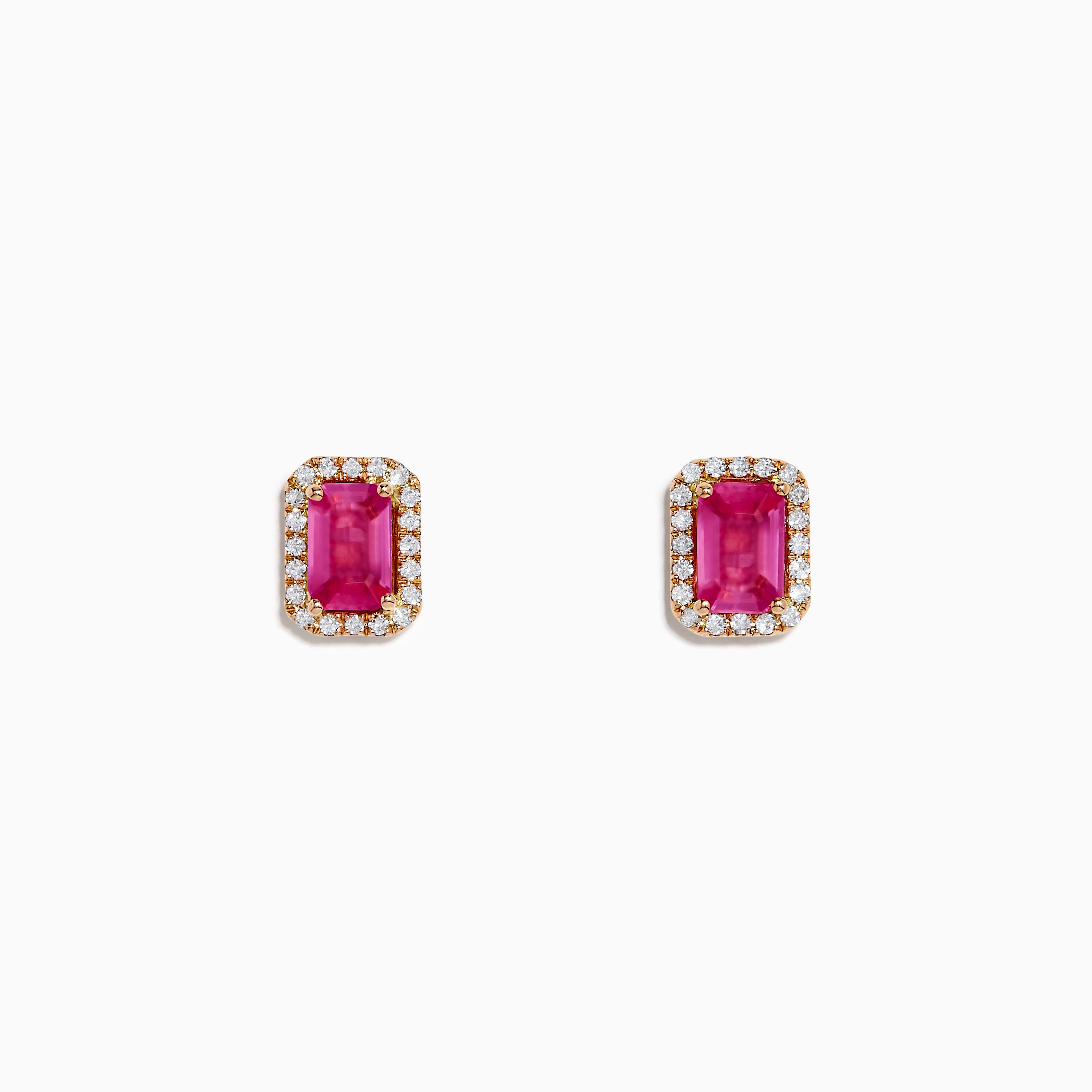 14K Rose Gold Pink Sapphire and Diamond Earrings