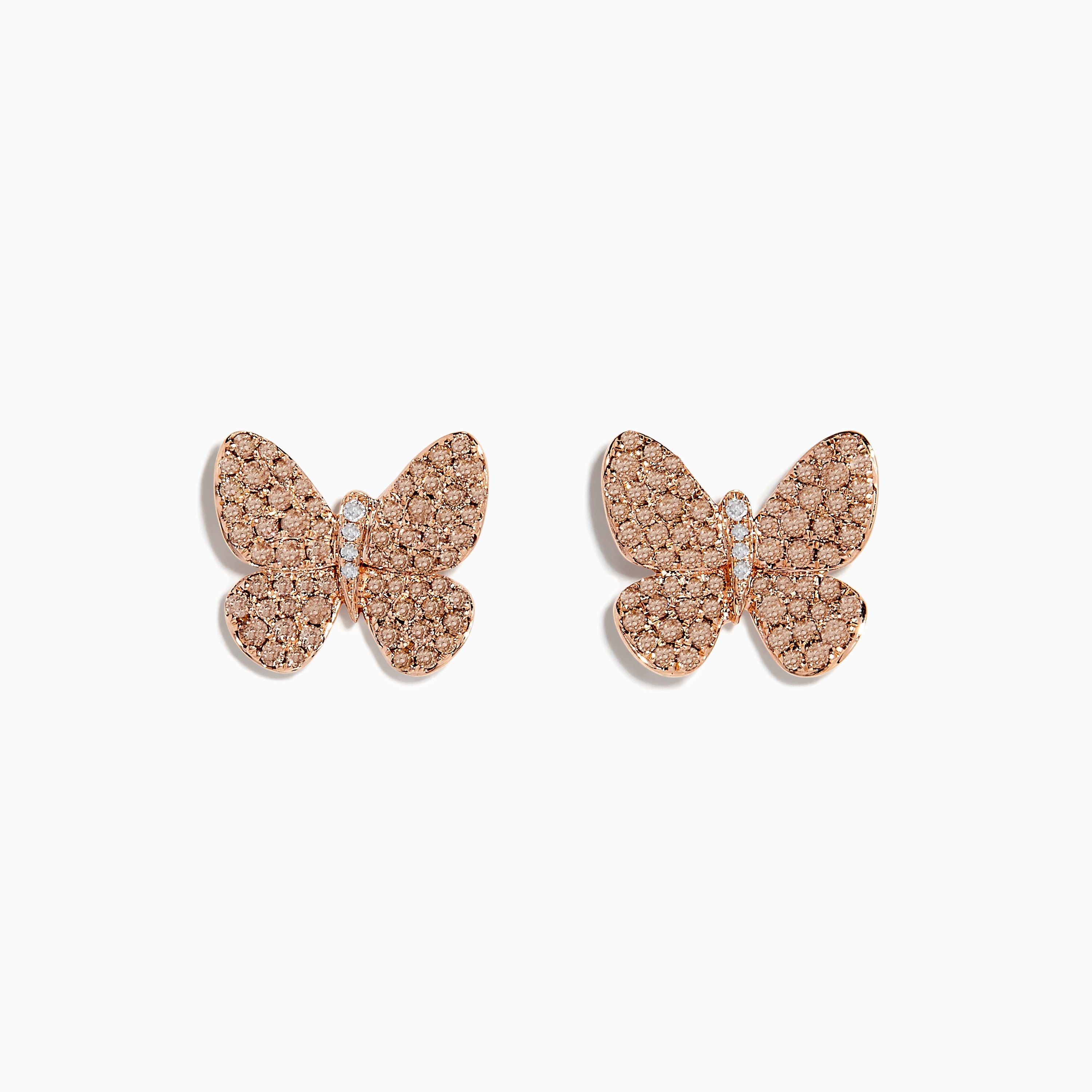 14K Rose Gold Diamond Butterfly Earrings