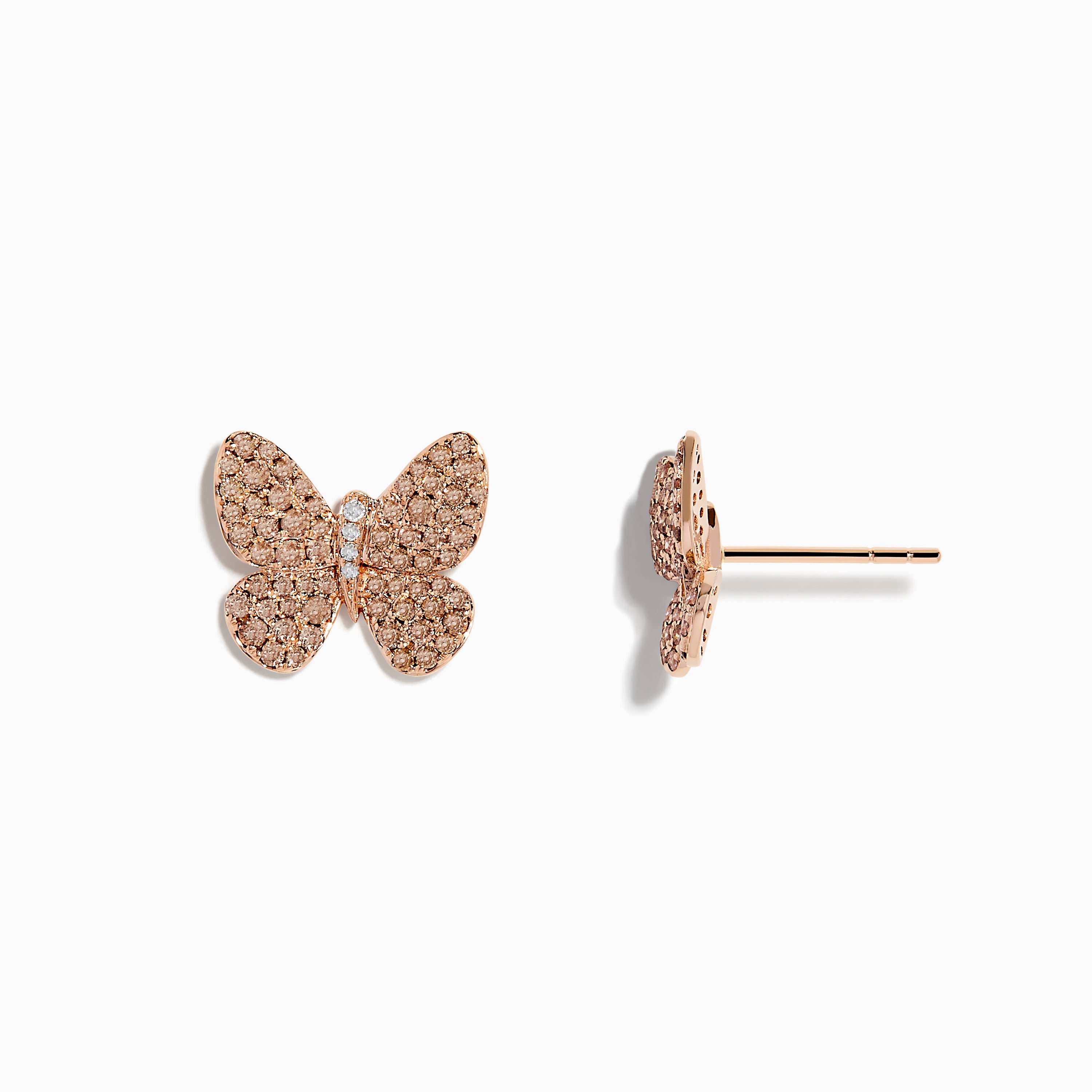 14K Rose Gold Diamond Butterfly Earrings