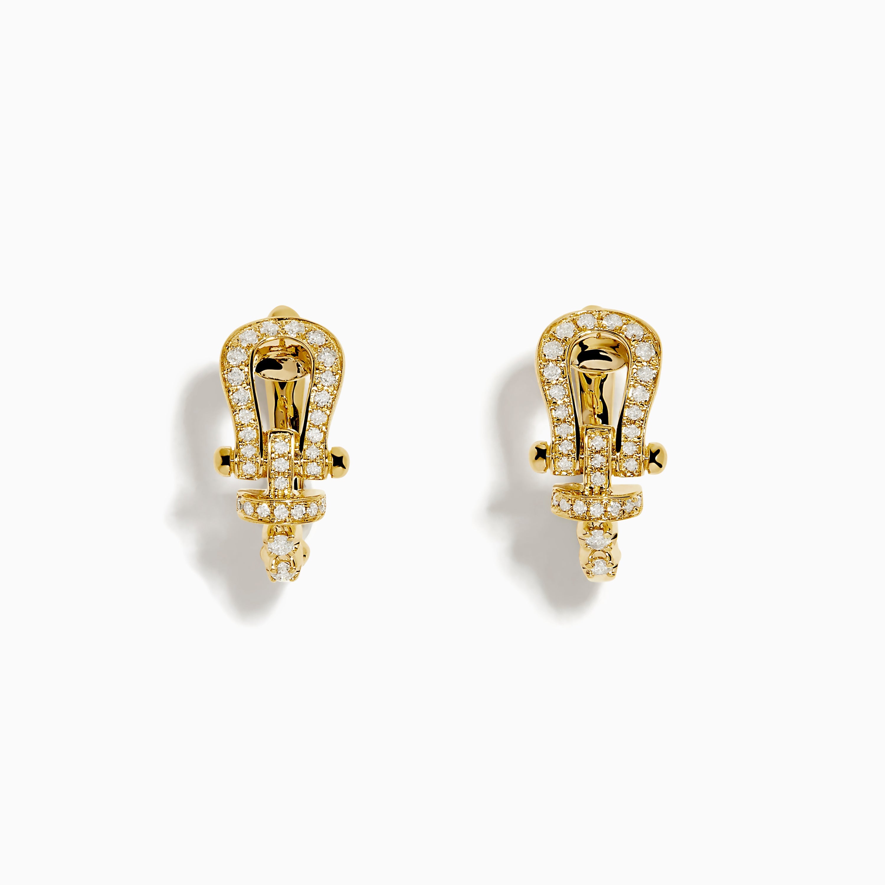 Novelty 14K Yellow Gold Diamond Horseshoe Earrings