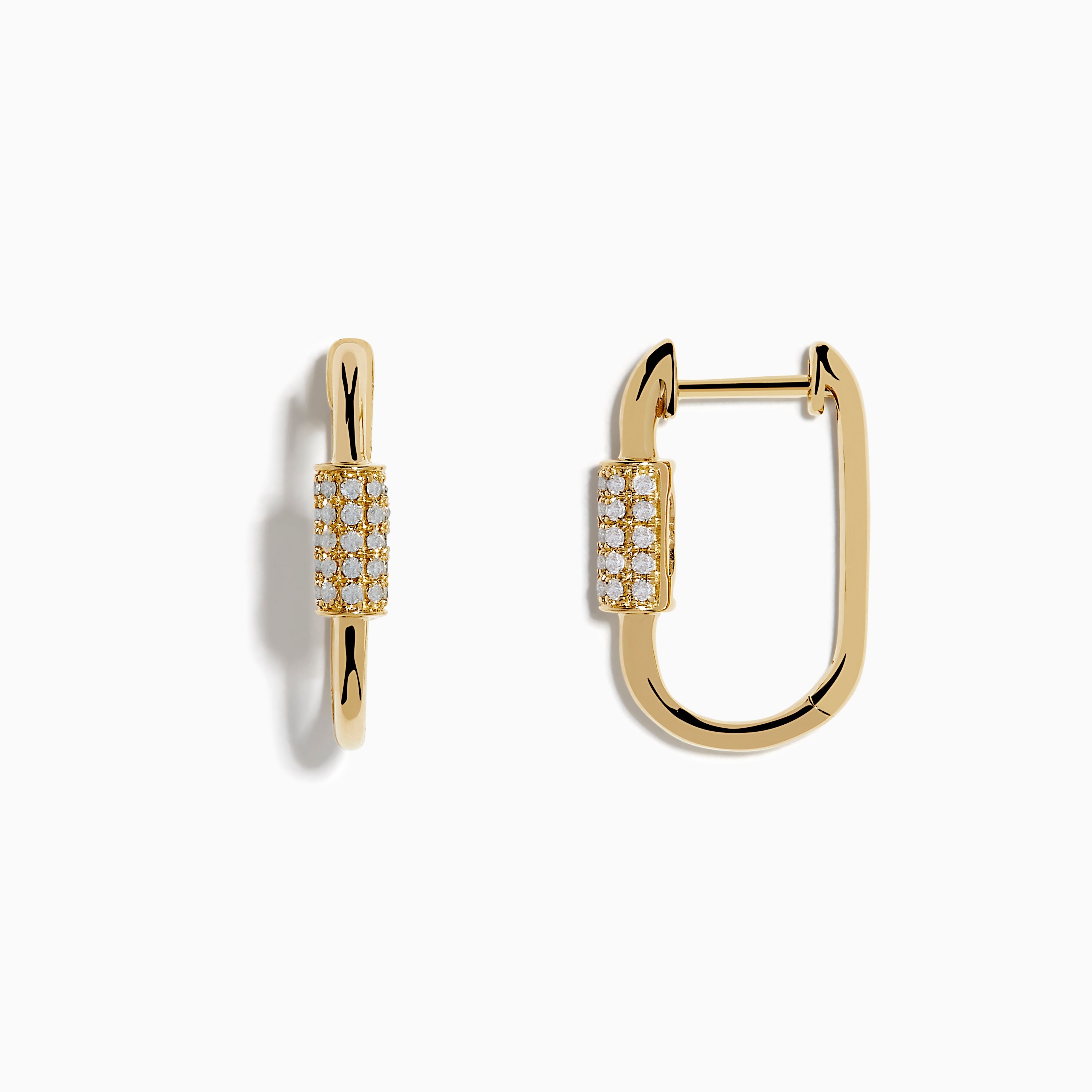 14K Yellow Gold Diamond Hoop Earrings