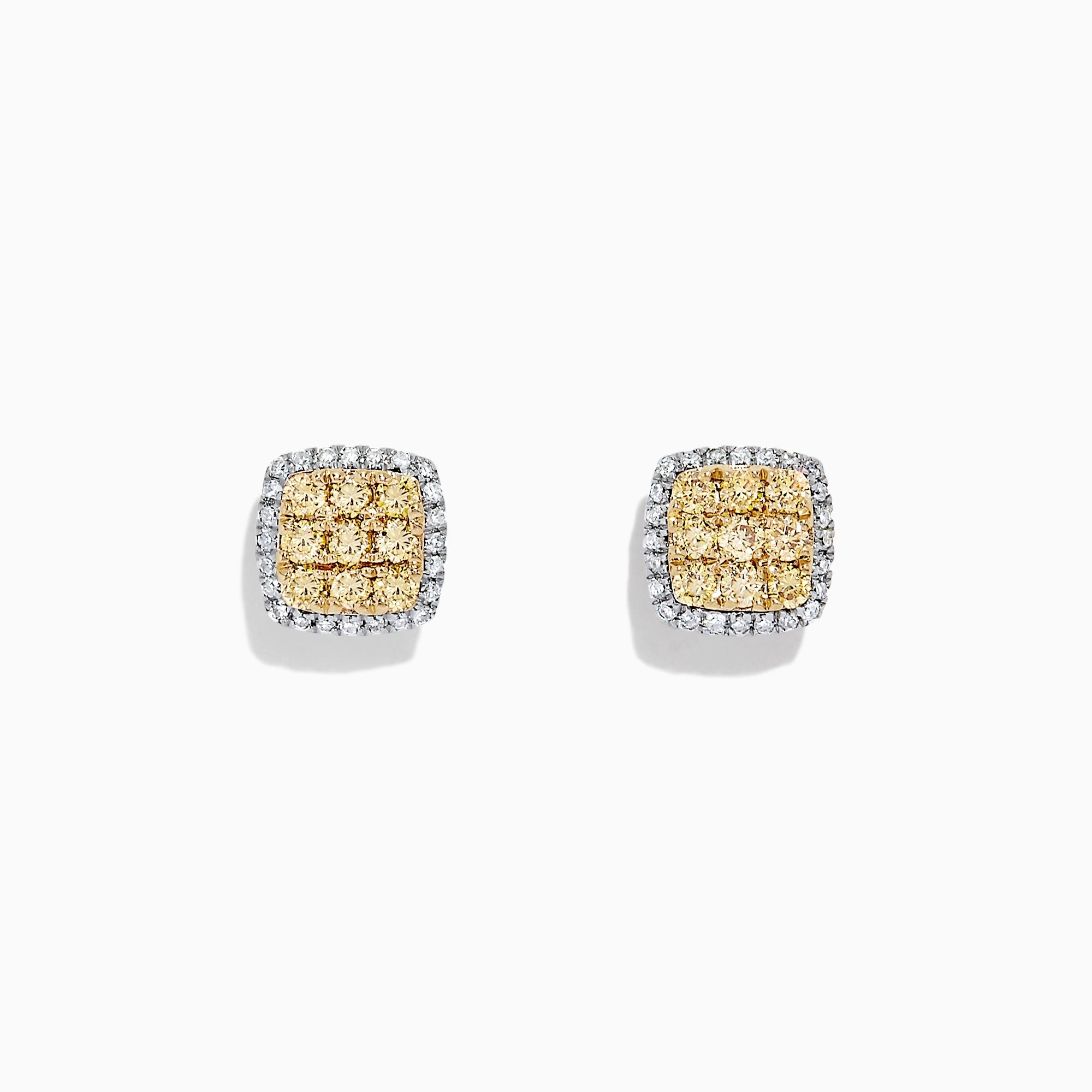 14K 2-Tone Gold Yellow and White Diamond Earrings, 0.50 TCW