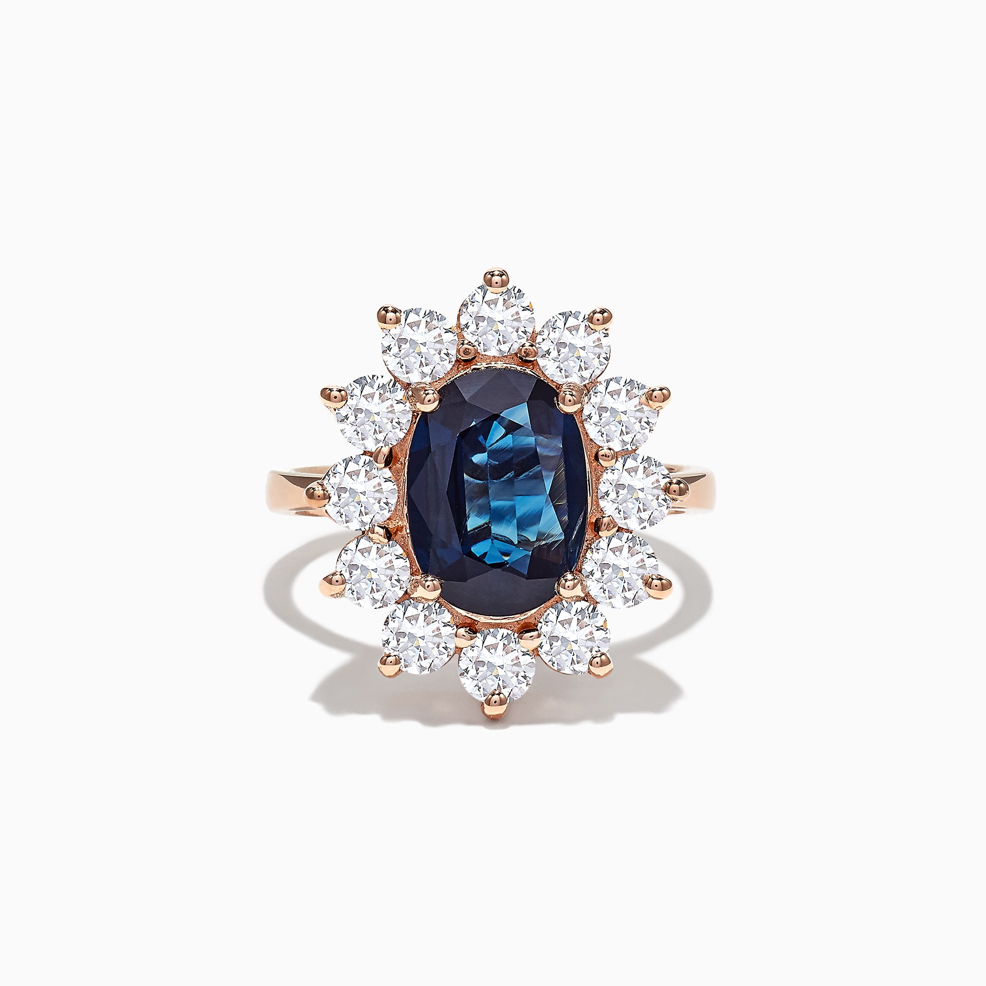 14K Rose Gold Blue Sapphire and Diamond Ring, 4.71 TCW