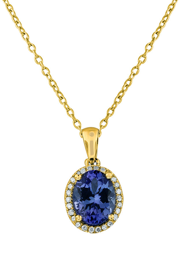 14K Yellow Gold Tanzanite and Diamond Pendant, 1.86 TCW